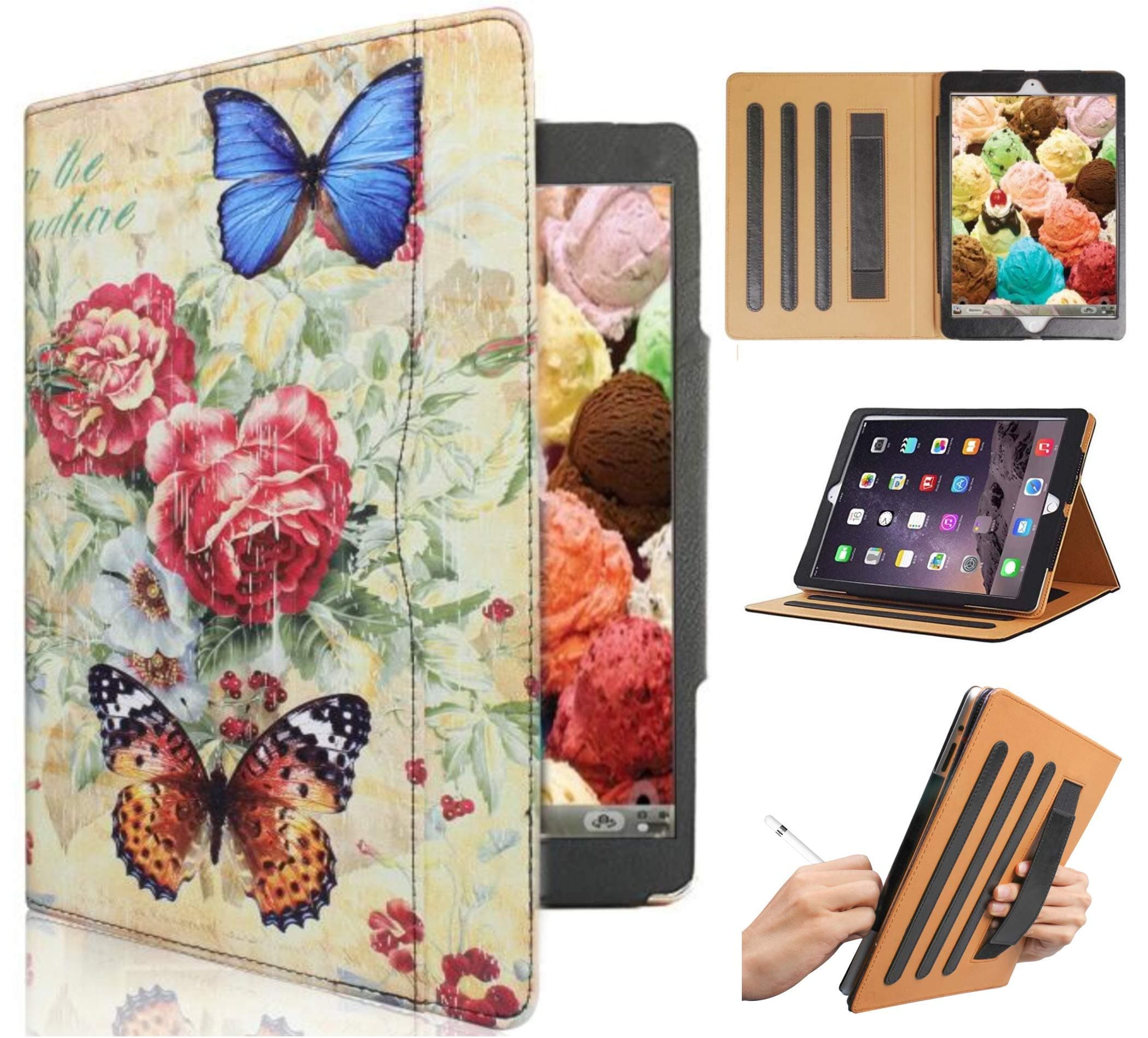 IPad 6th Generation Case, Ipad Air 1st Generation Case,for Model A1893/A1954 A1822/A1823 A1474 A1475 A1476 (Blue Butterfly)