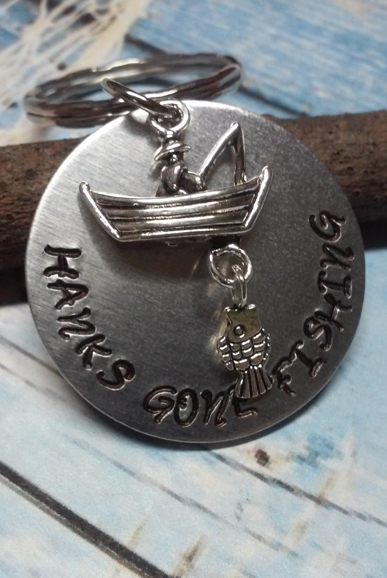 Gone Fishing Personalized Keychain