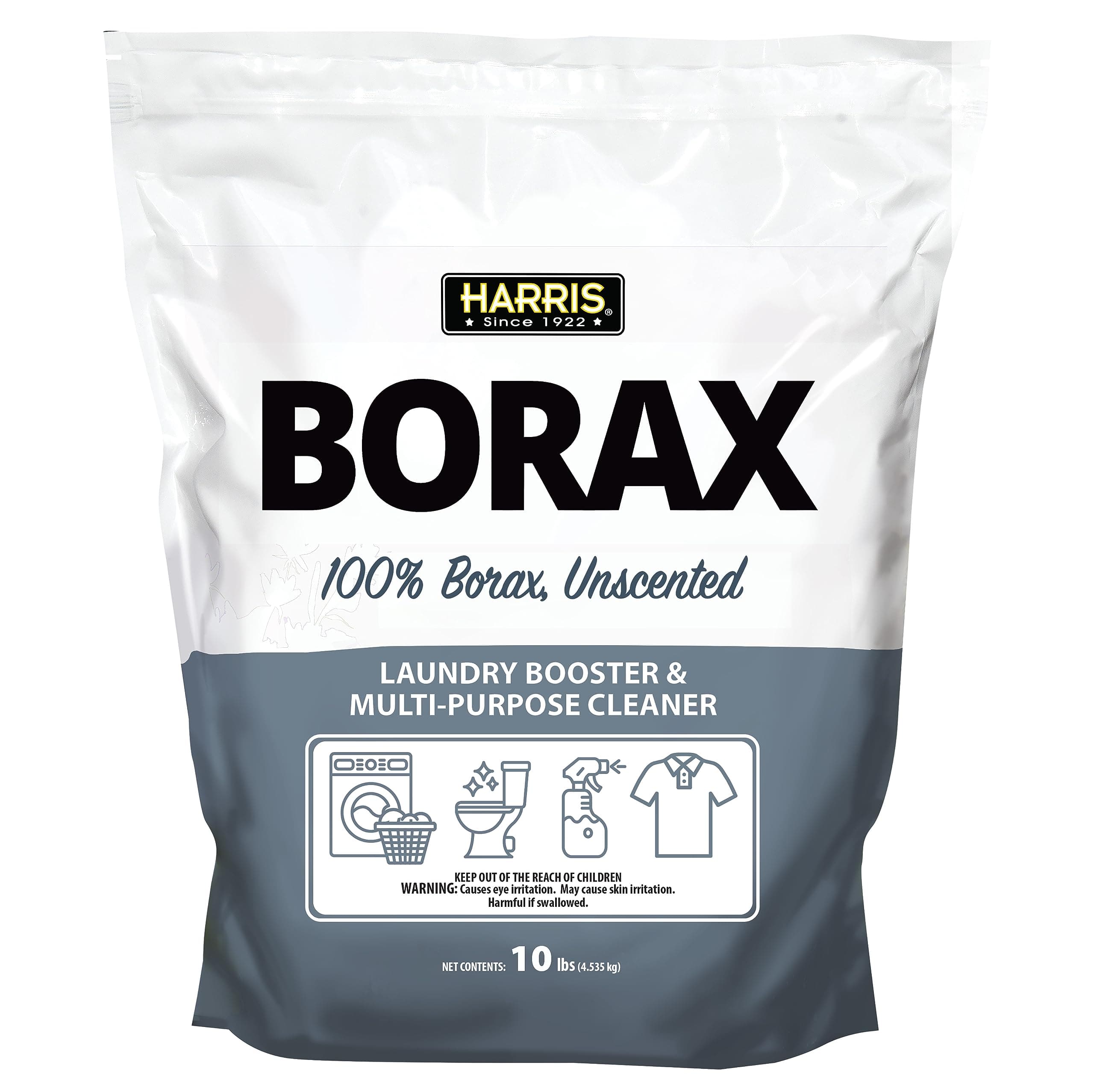 Harris Borax Powder Hard Water Laundry Booster and Multi-Purpose Cleaner, 10lb (Unscented)