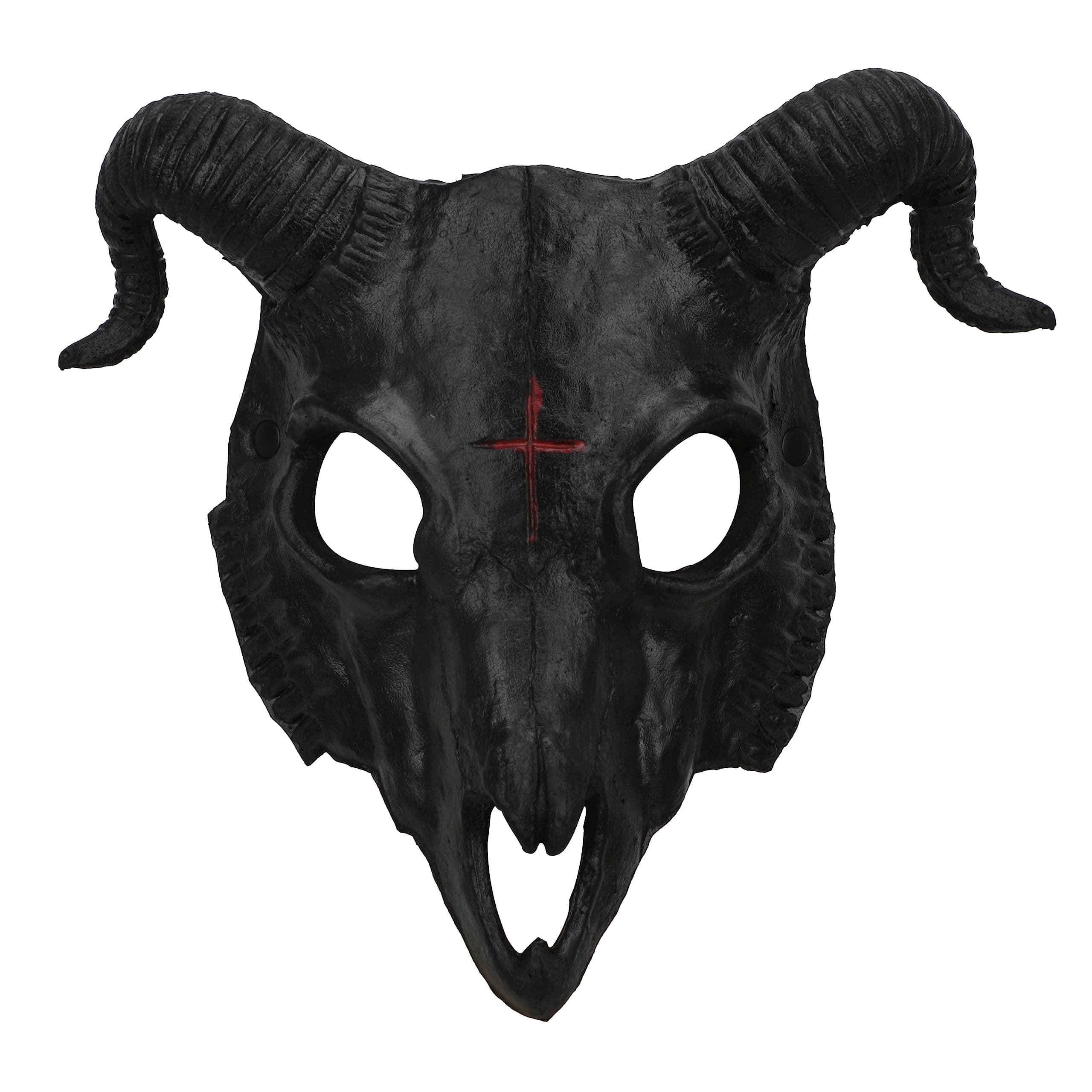 PURFUN Gothic Goat Head Skull Mask Ram Horns Animal Skull Costume Mask Demon Devil Evil Mask Cosplay Halloween Decor Prop