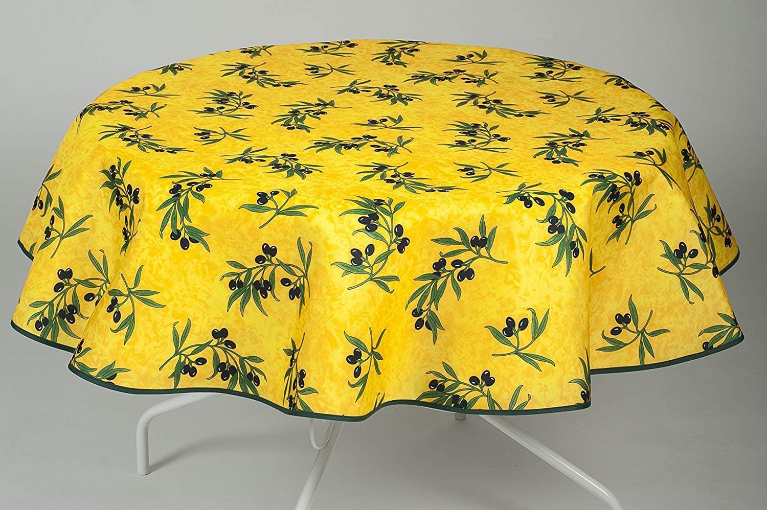 Nappe OLIVE Jaune,Bleu,Ecru,Bordeaux - Ronde - Anti tâches - Jaune, Ø 160 cm, Ronde