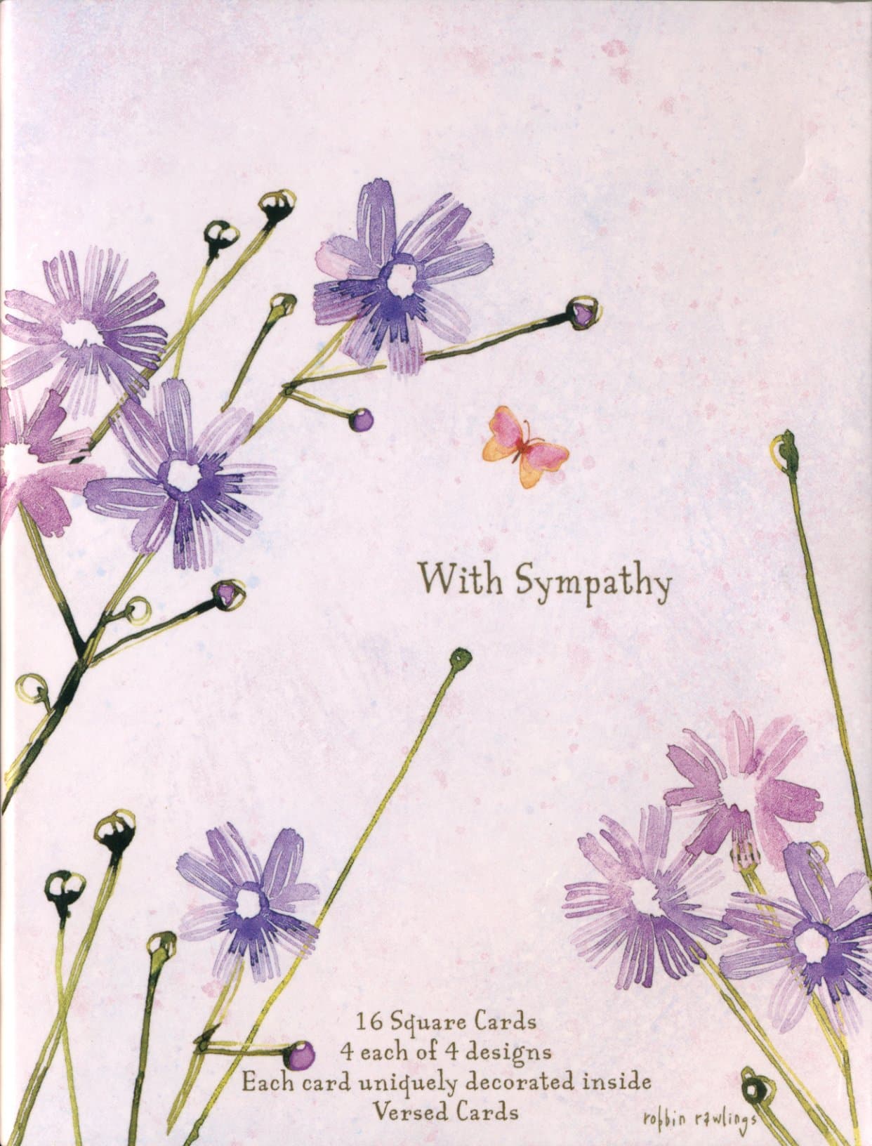 With Sympathy (Floral) Box of 16 Cards DGSQ 21050