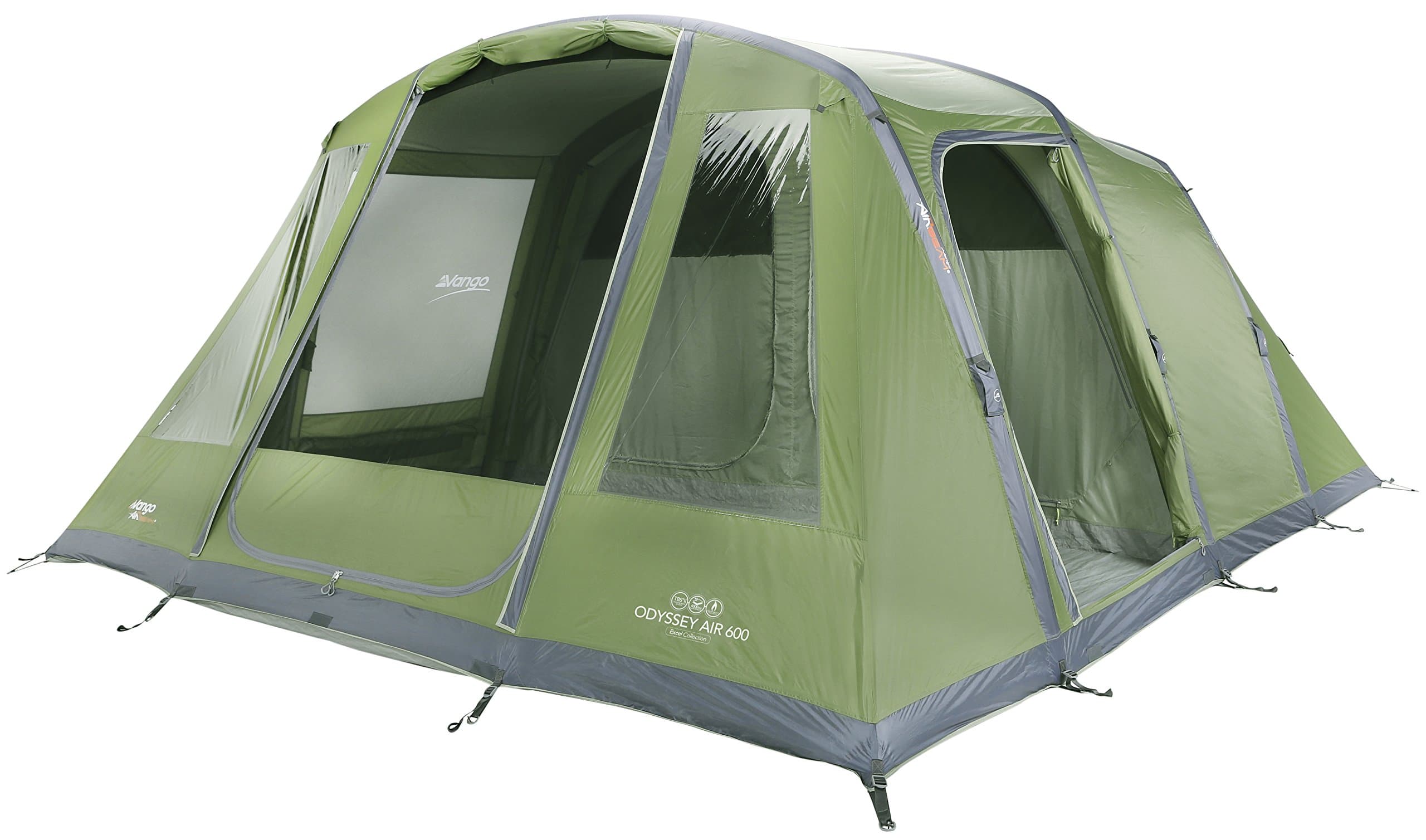 Vango Odyssey Inflatable Family Tunnel Tent, Epsom Green, Airbeam 600 [Amazon Exclusive]