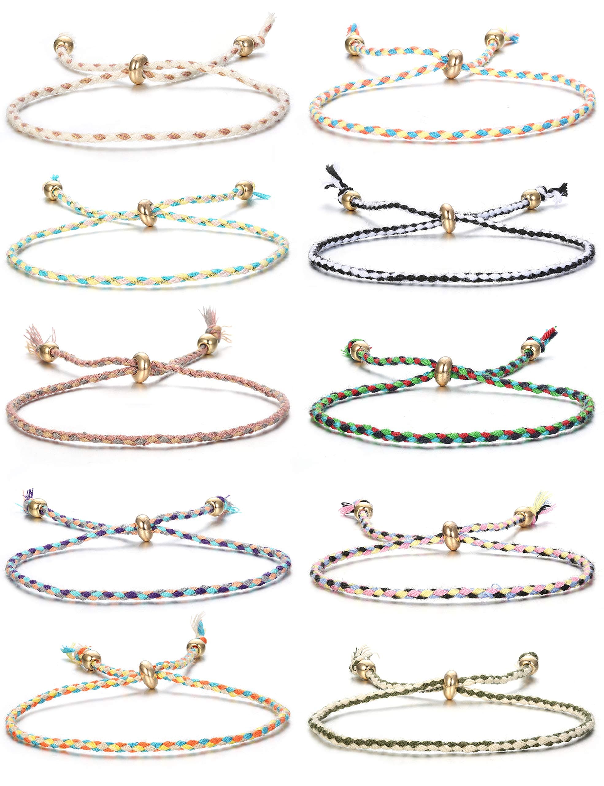 Jstyle 10Pcs Braided Bracelet for Women Colorful Handmade String Wrap Bracelets for Wrist Anklet Cord Adjustable Birthday Gifts
