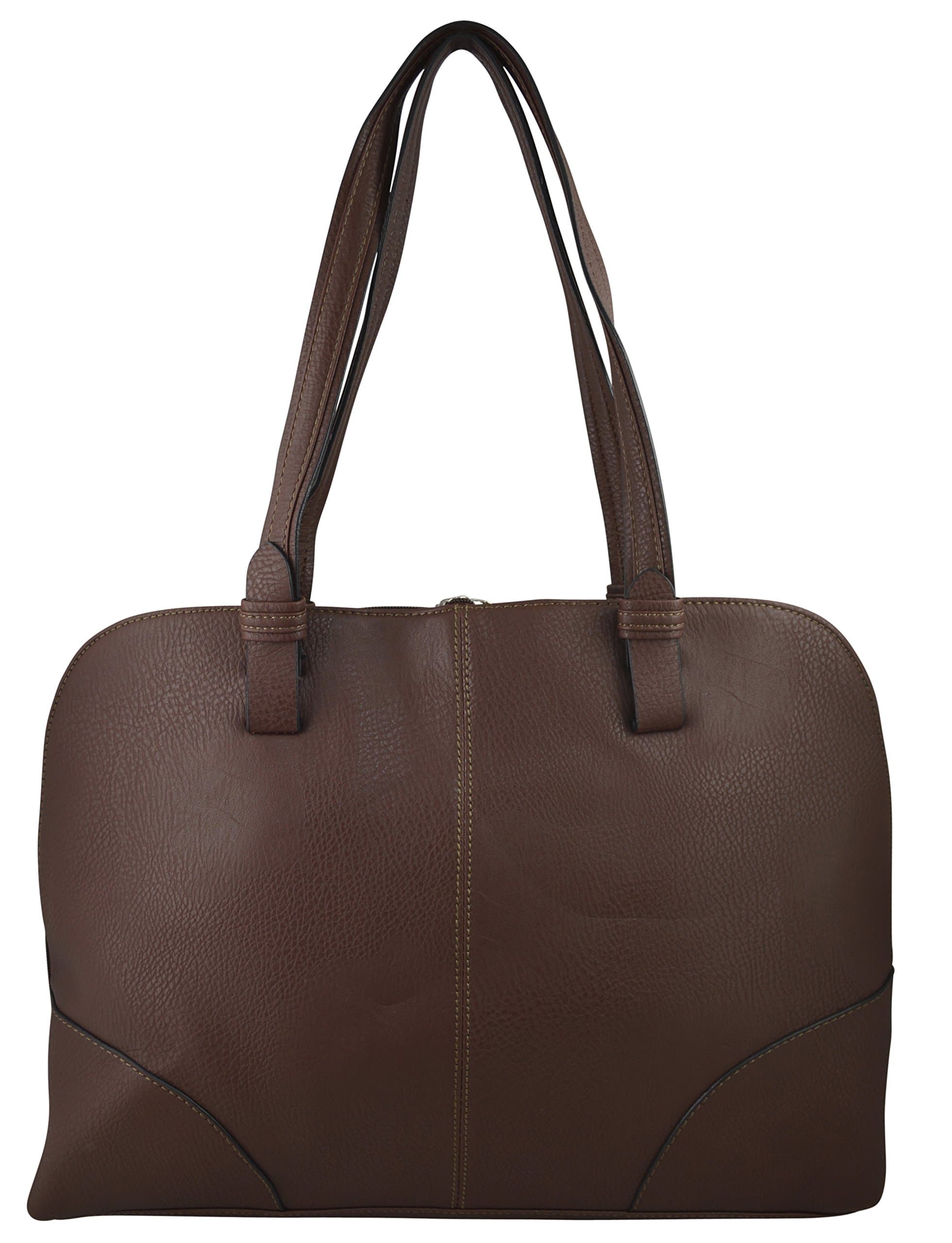 Sorella Elegant Work Tote, Business Women's Laptop Tote Bag With Padded Compartment For Computer Up To 14.5" - Brown