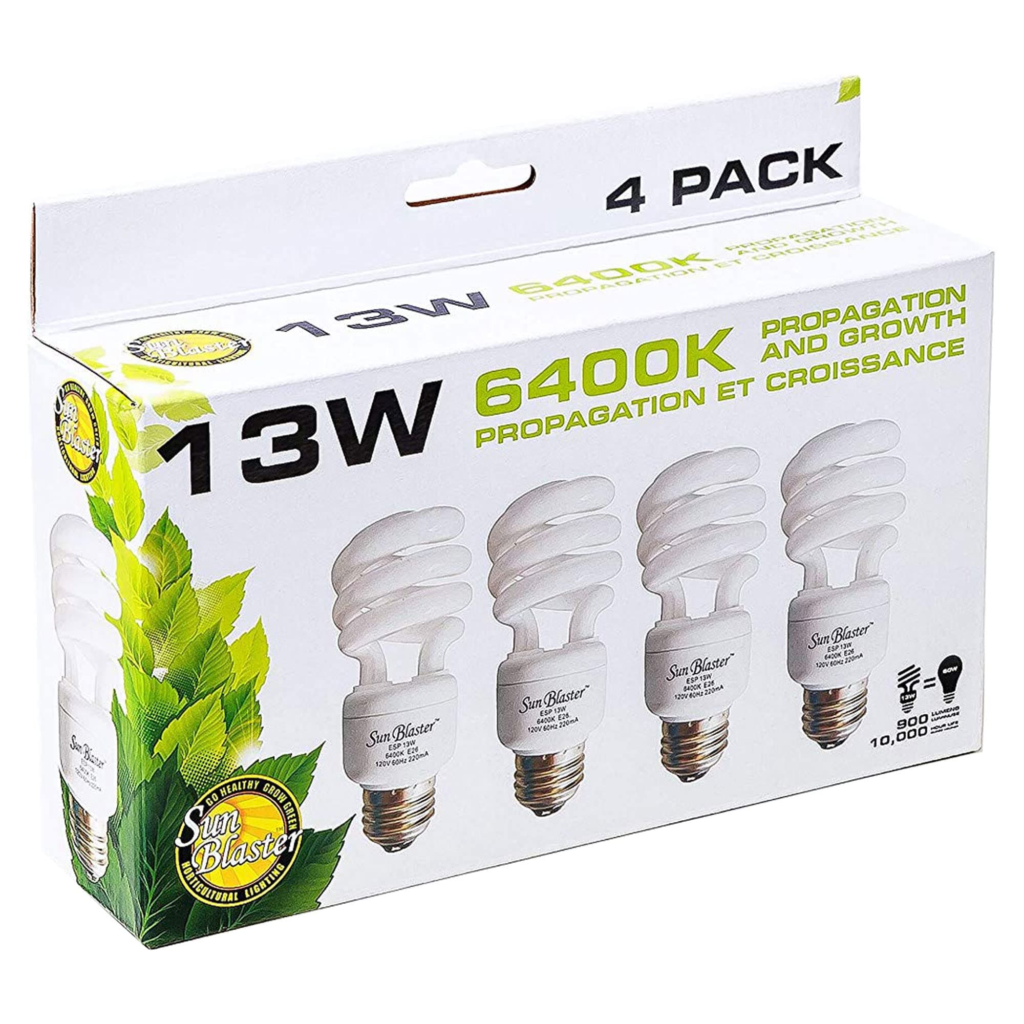 SL0900151 13 Watt Indoor Energy-Efficient Plant Grow Light Set with 4 CFL Lightbulbs for All Year Usage in Home