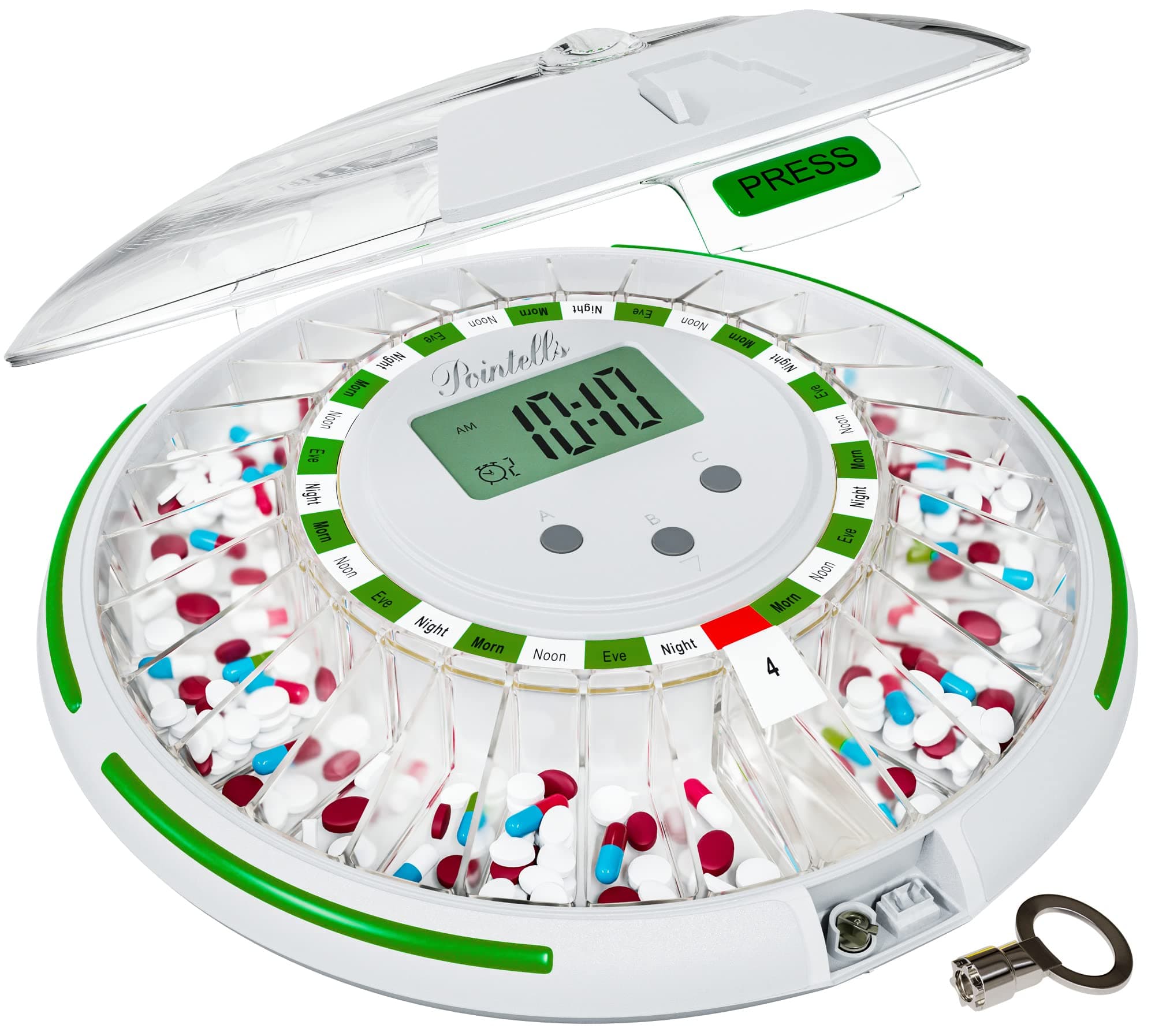 Automatic Pill Dispenser with Sound Alarm for Timed Medicine Organizer - 28 Day Pill Dispenser Machine for Elderly with Alarm, Sound, Light - Timed Medication Dispenser Organizers