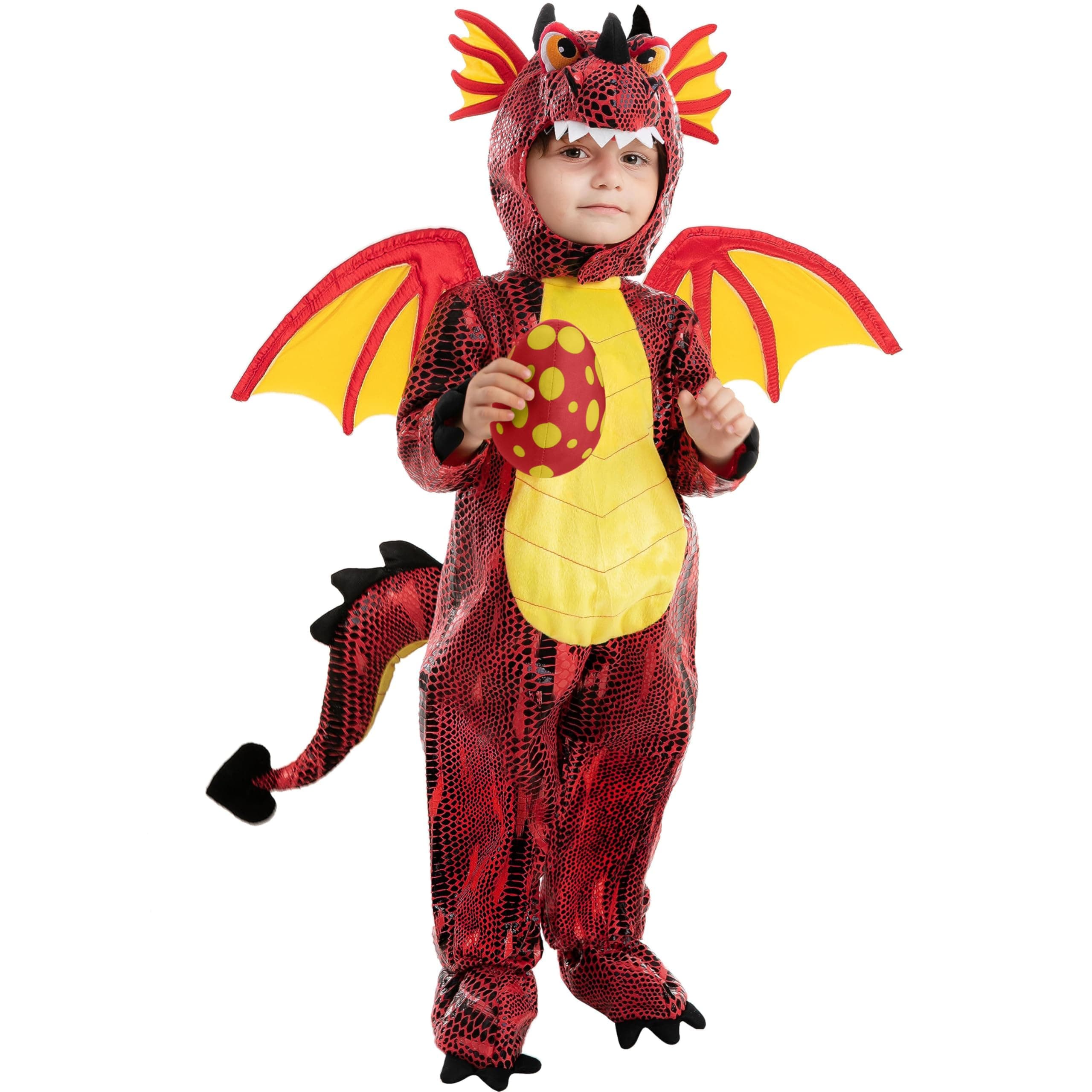 Spooktacular Creations Child Dragon Costume for Halloween Trick or Treating Dinosaur Dress-up Role Playing (Red)