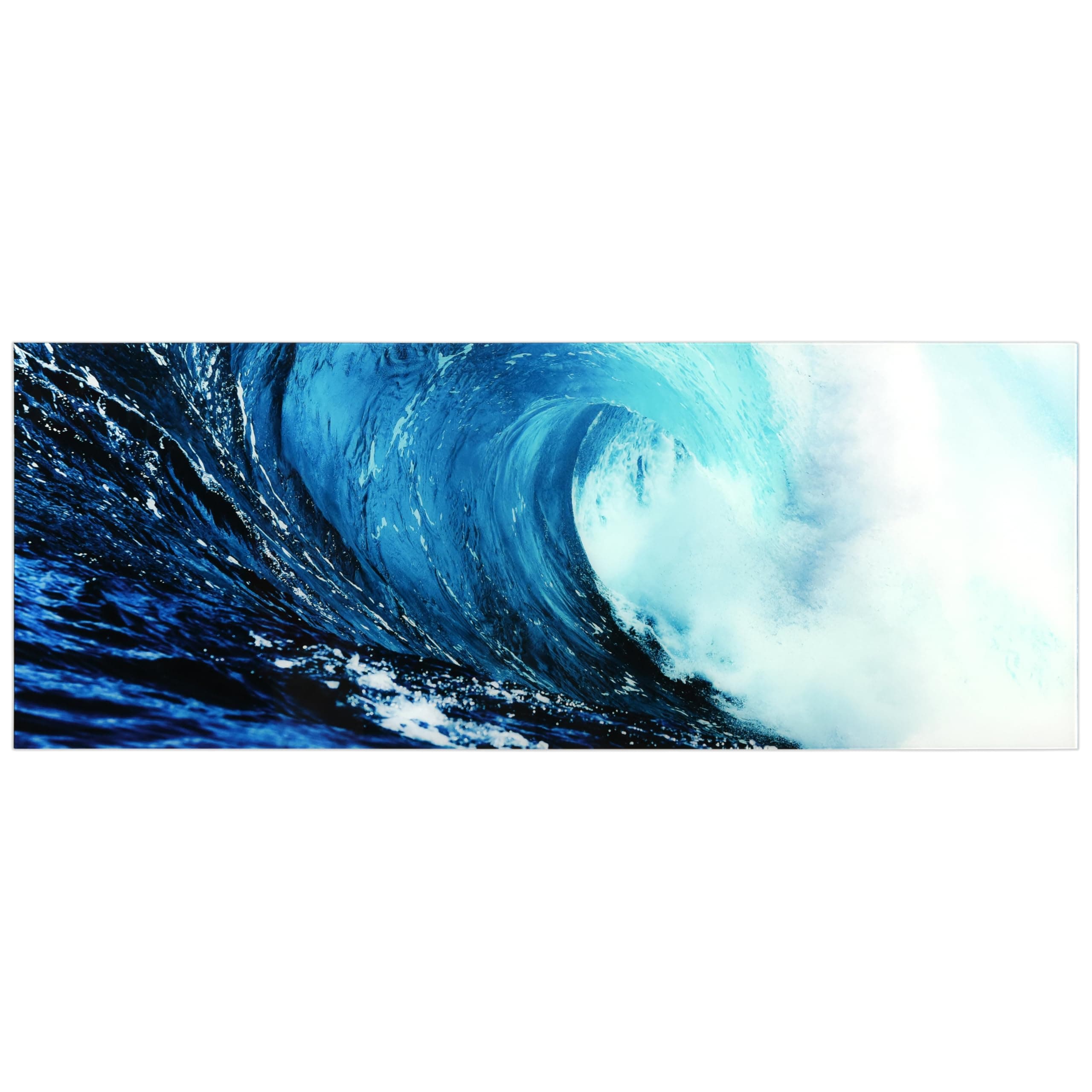 Empire Art Direct Blue Wave 2 Frameless Free Floating Tempered Glass Panel Graphic Wall Art, 24" x 63" x 0.2", Ready to Hang