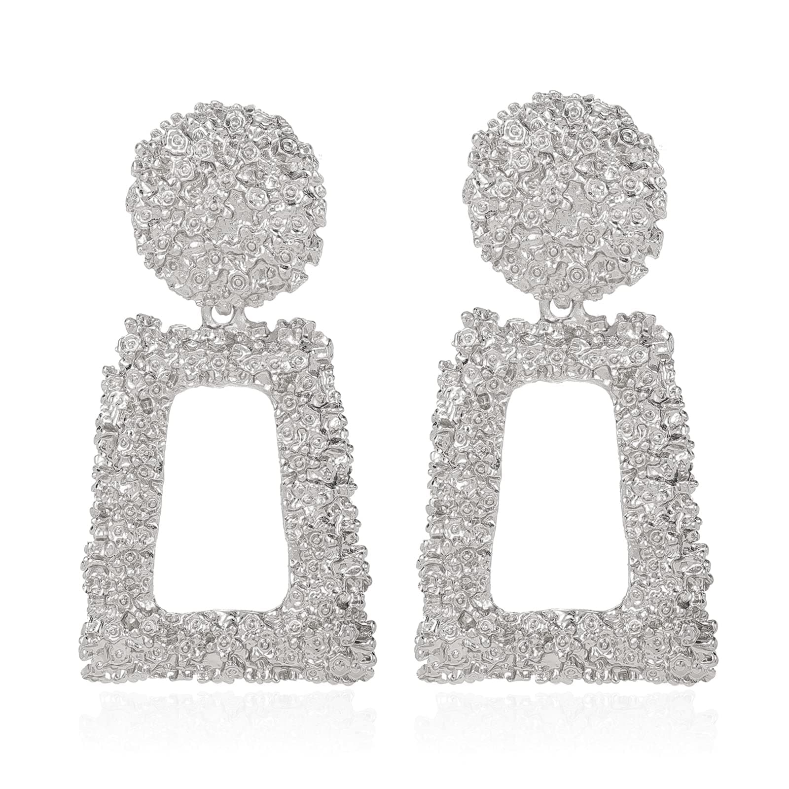 ATIMIGOStatement Drop Earrings Large Metal Rectangle Geometric Dangle Earrings Silver/Gold for Women