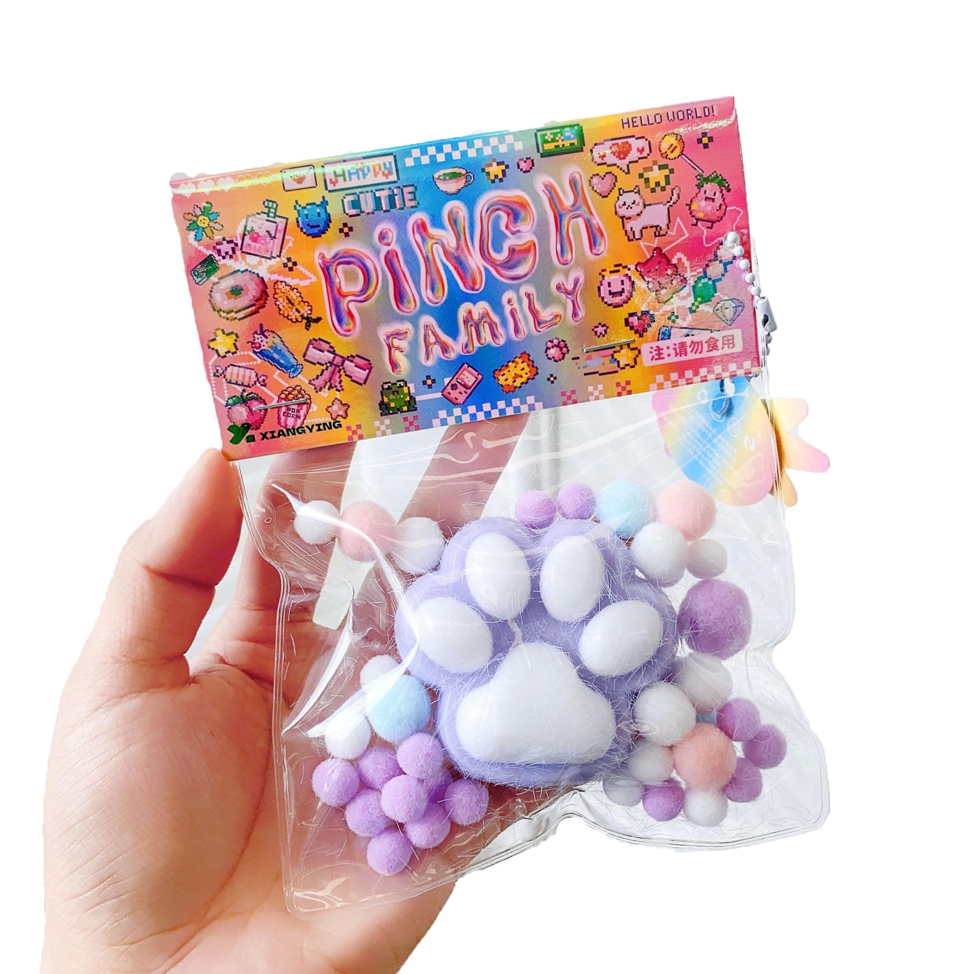 1 Pcs Taba Squishy Kit Kawaii Cat Paw Squishy Fidget Toy, Cute Cat Squishy's Sensory Toys, Pinch Family Squishy Toys, Stress Relief for Party Favors, Cat Mochi Squishy for Adults (Purple)