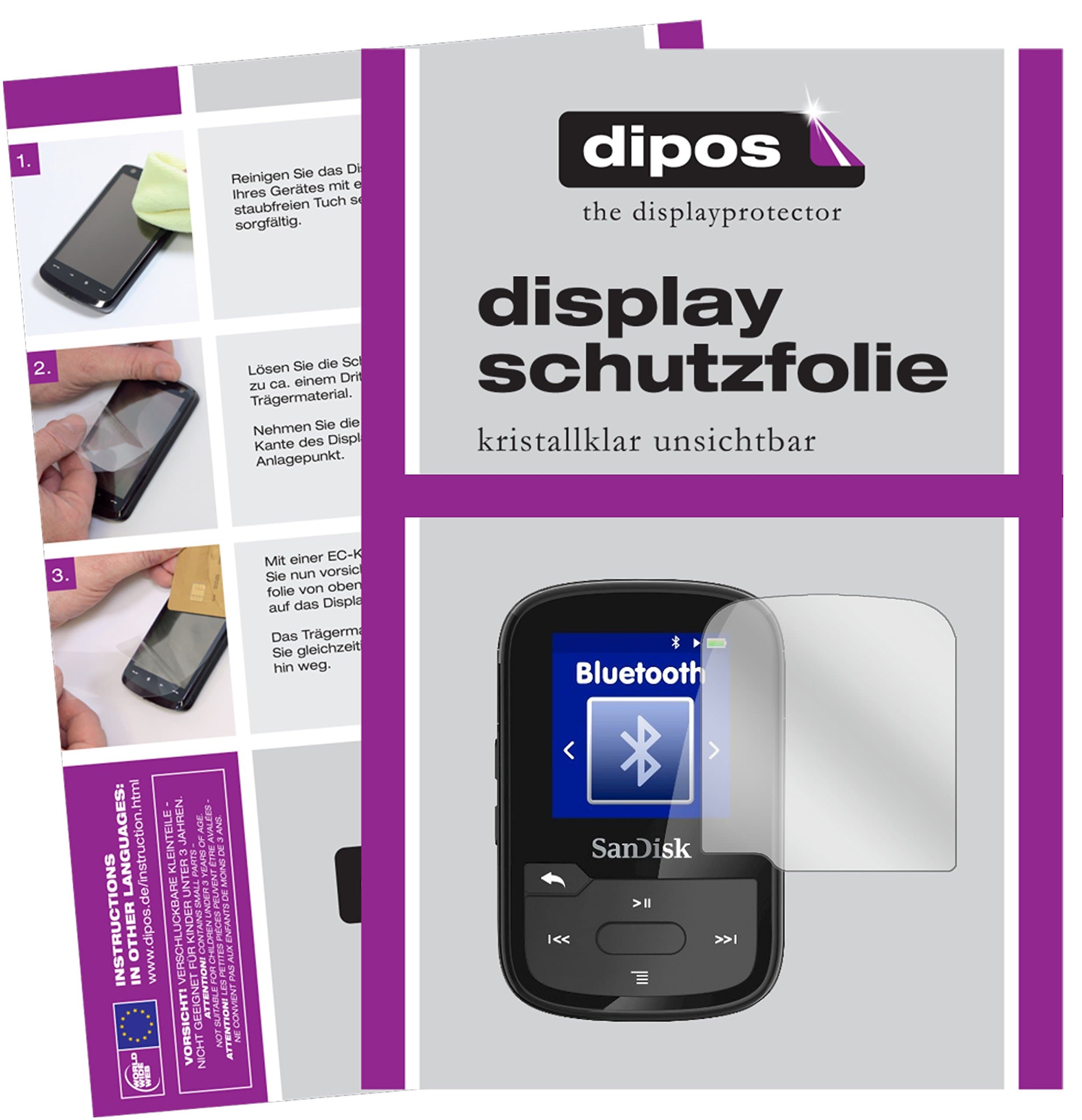 dipos I 2x Screen Protector compatible with SanDisk Clip Sport Plus Protection Films clear