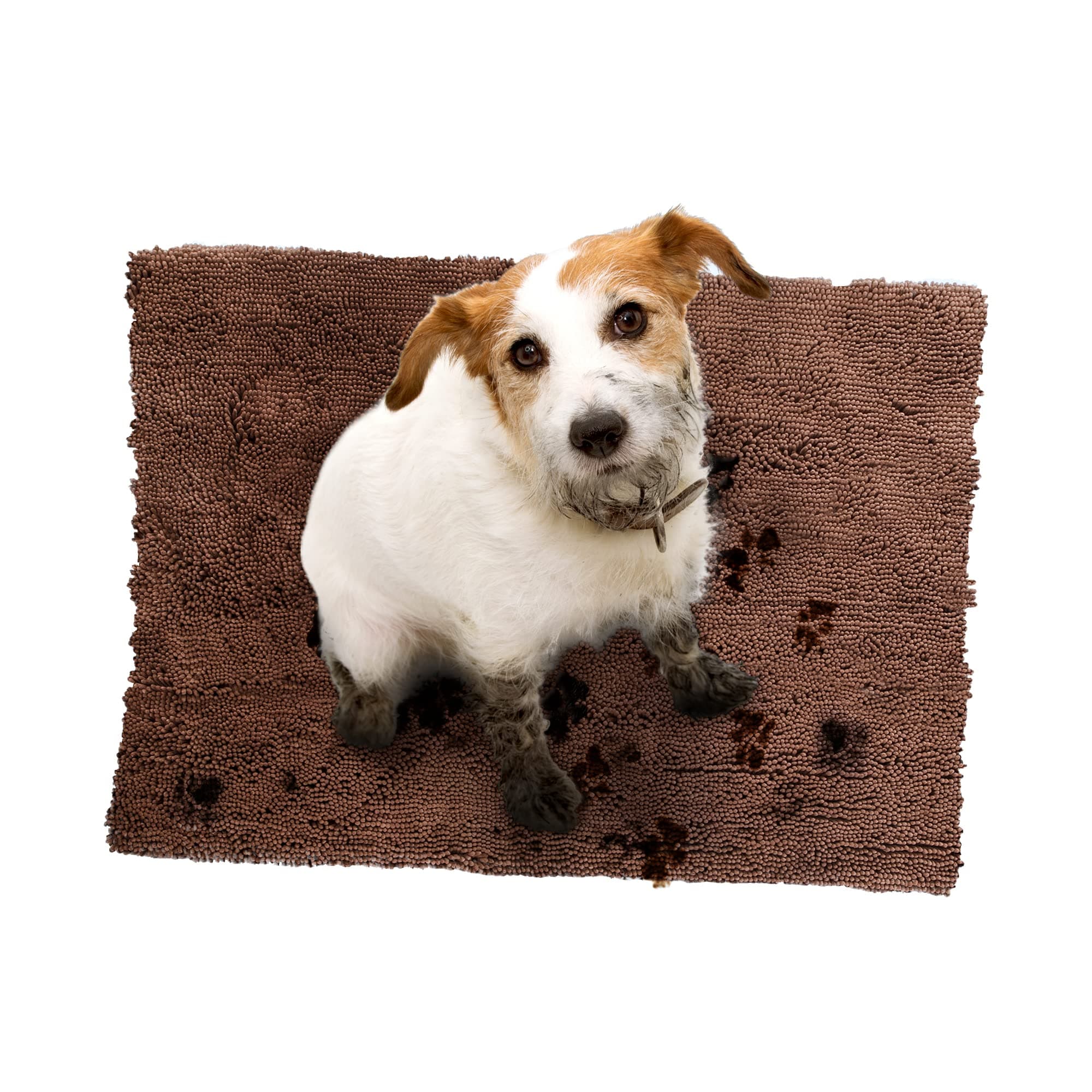 Soggy Doggy Doormat with Plain Design, Microfiber Chenille Indoor Wet Dog Mat for Muddy Paws and Drying, Ultra-Absorbent Dog Mats for Sleeping and Lounging, Dark Chocolate