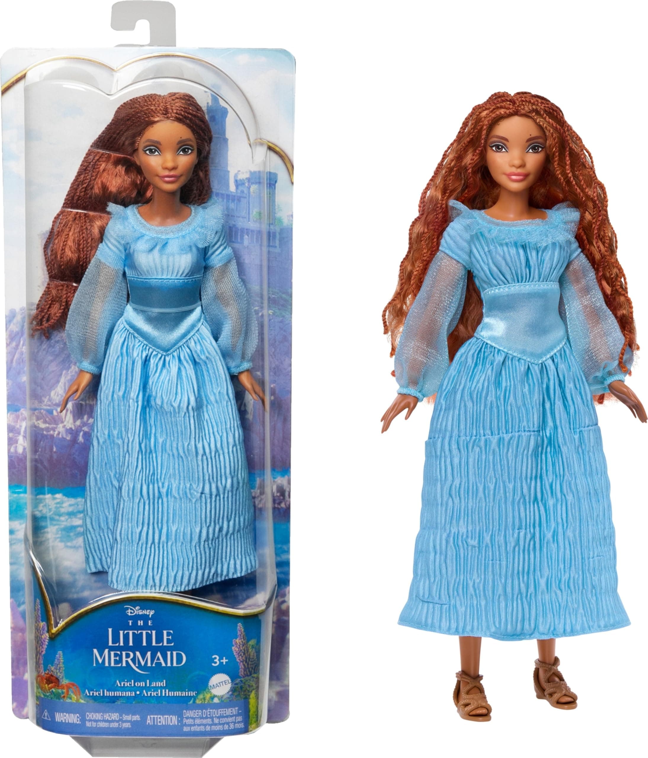 Disney The Little Mermaid Ariel Fashion Doll on Land Wearing Signature Blue Dress, Inspired by the Movie