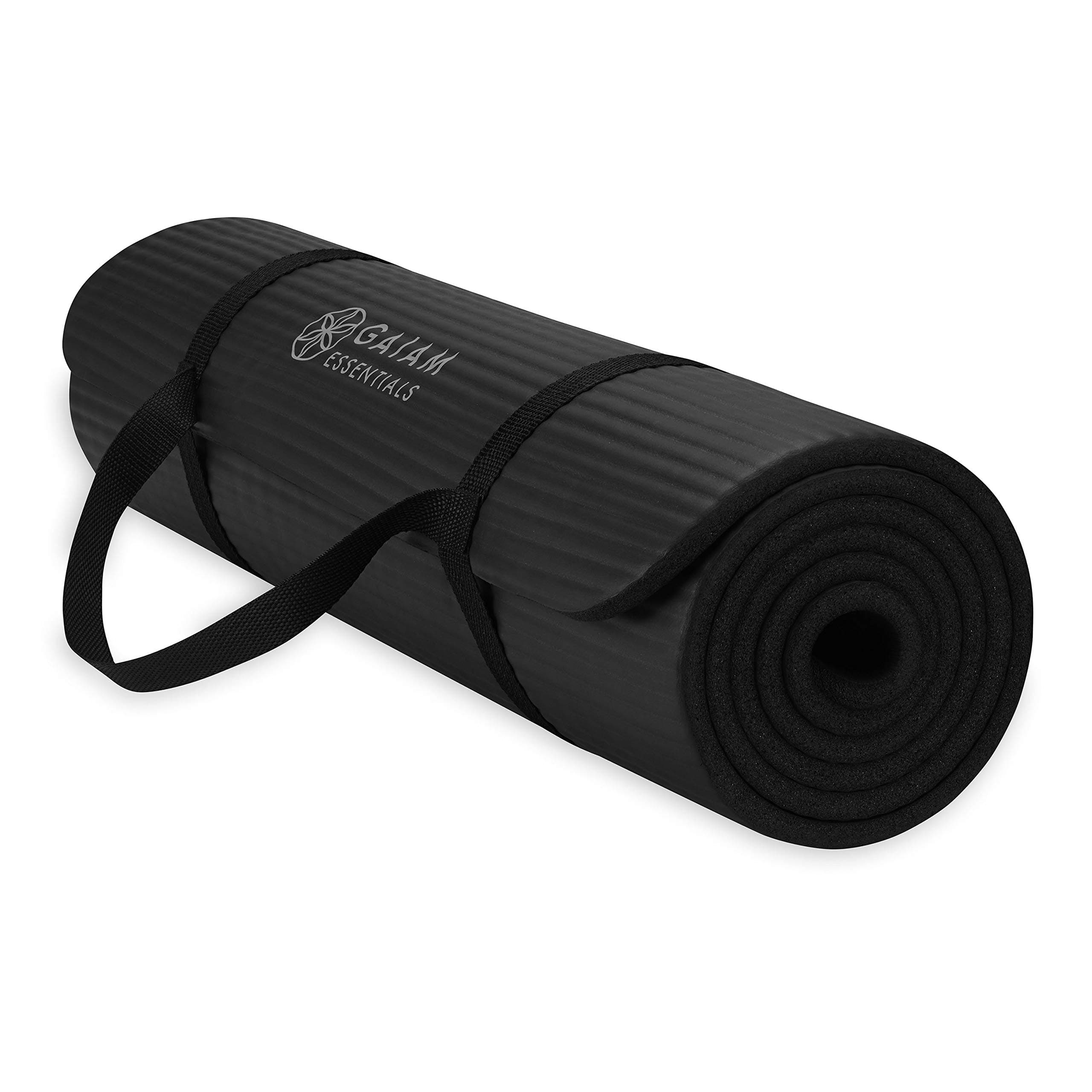 Gaiam Yoga Mat, Pilates & Exercise Mat, Thick 2/5" (10mm) Workout Mat with Easy-Cinch Carrying Strap for Home & Gym Workouts