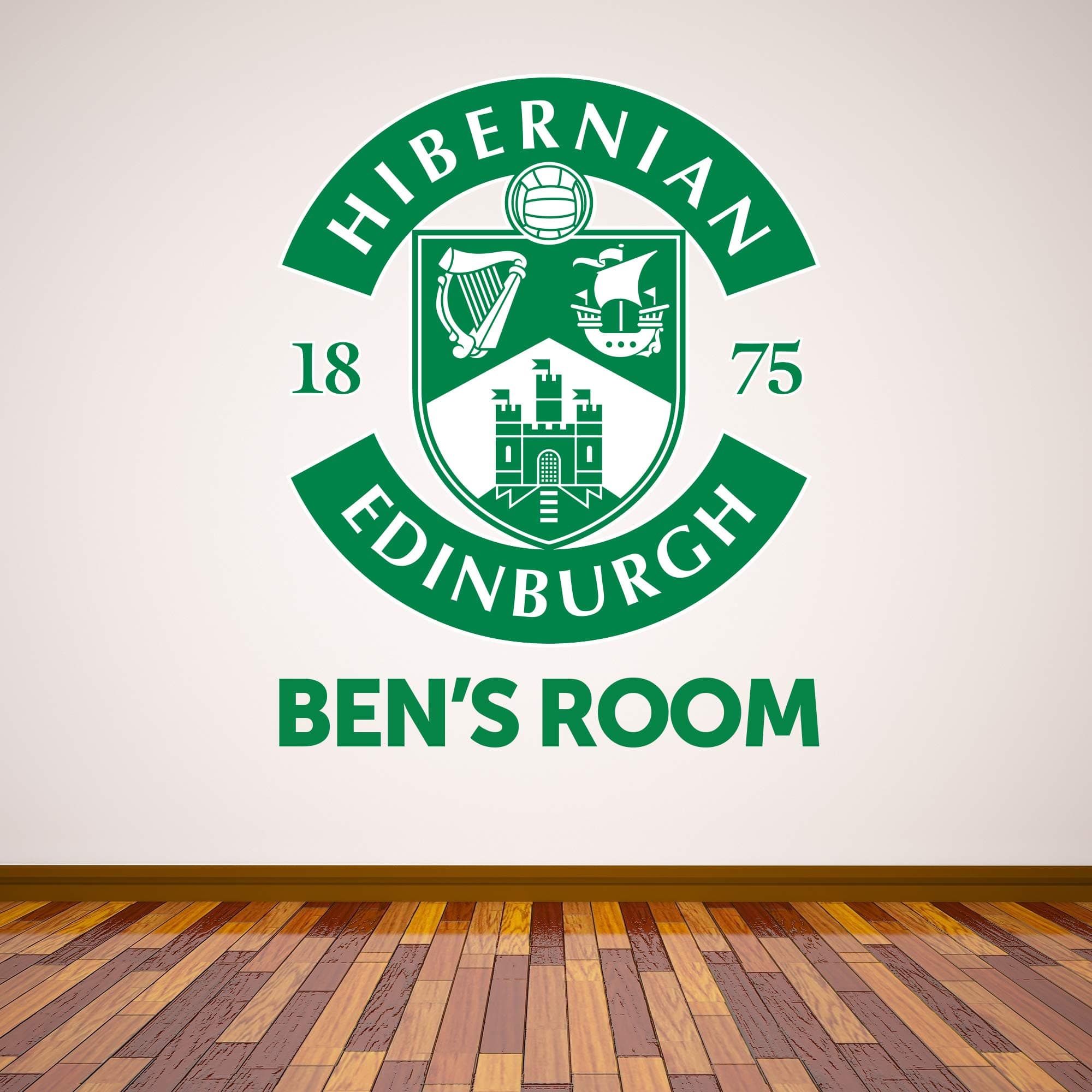 Hibernian F.C. Crest & Personalised Name Wall Sticker + Crest Decal Set (60cm Height x 60cm Width)