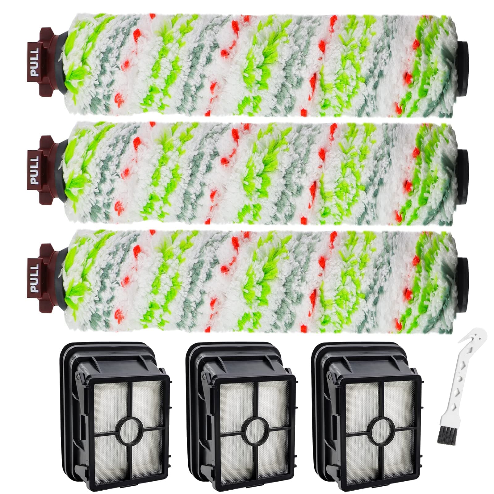 Crosswave Replacement Brush Roll & Filters 1866 Replacement for Bissel CrossWave 2306A CrossWave 1785 Series Vacuum Cleaner (Pack of 3 2460 Multi-Surface Brush Rolls & 3 Filters)