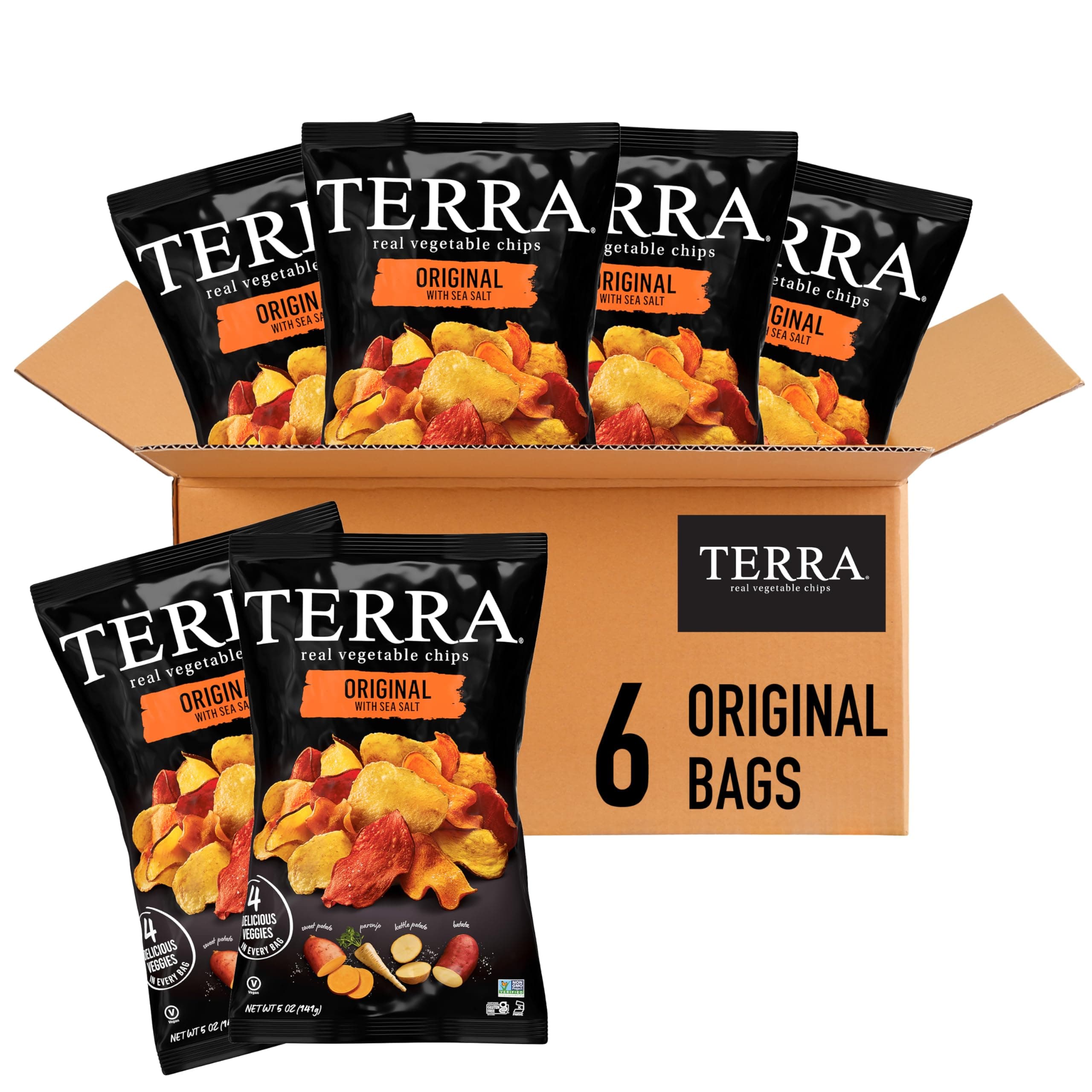 Terra Original Sea Salt Real Vegetable Chips, 5 oz (Pack of 6)