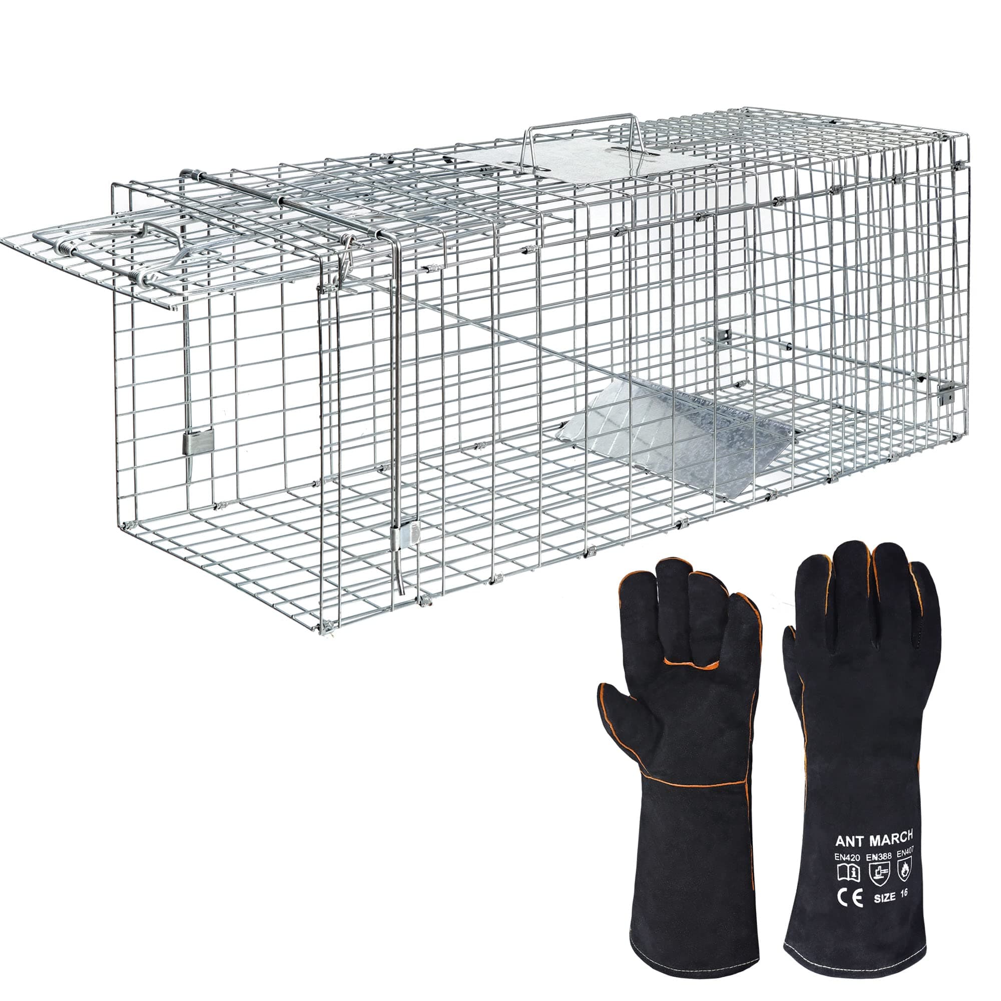 ANT MARCH Live Animal Cage Trap 32' Steel Humane Release Rodent Cage for Rabbits, Stray Cat, Squirrel, Raccoon, Mole, Gopher, Chicken, Opossum, Skunk, Chipmunks, Groundhog Squire