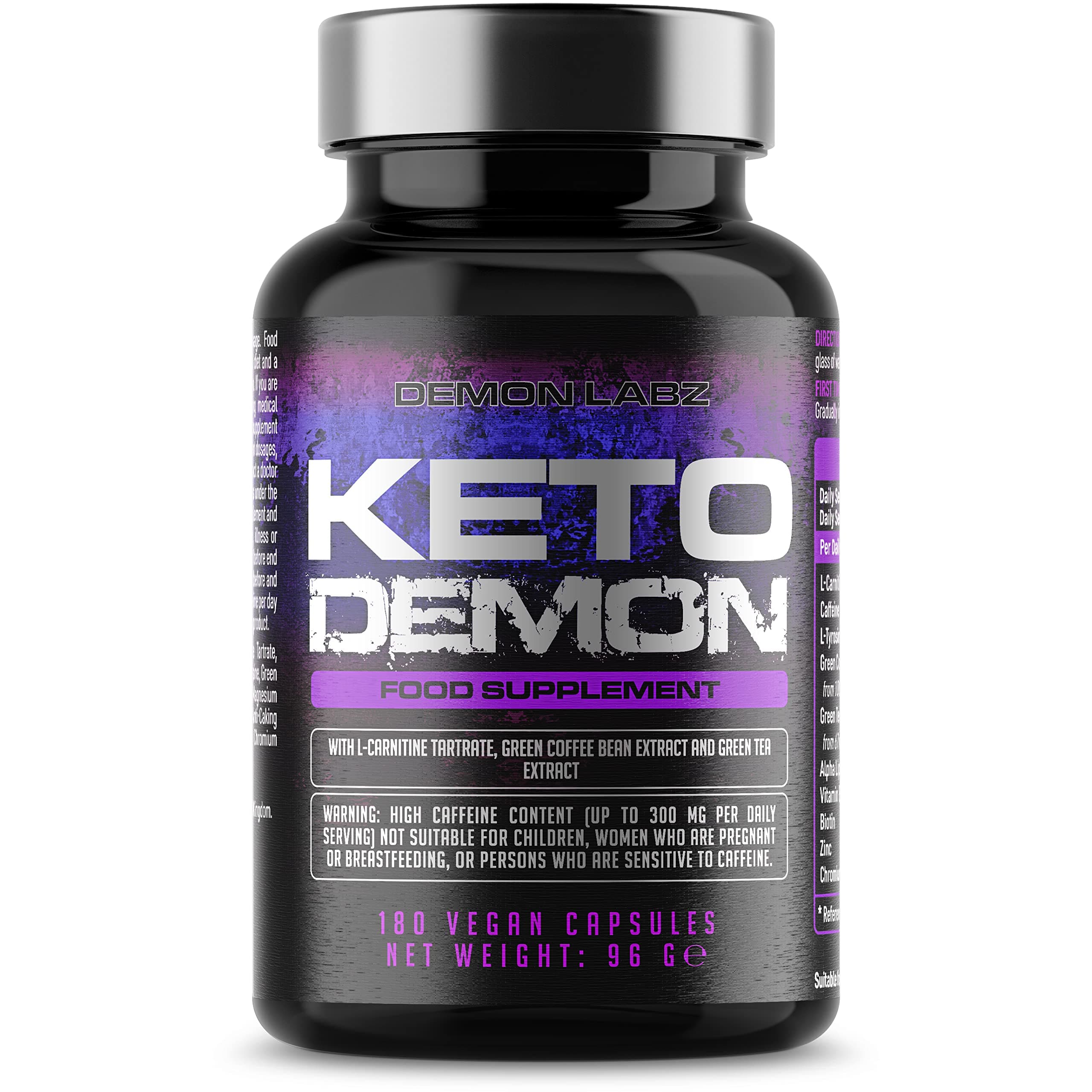 Keto Demon - 180 Vegan Capsules, Supplement Suitable for The Keto Diet - High Strength in Zinc for Fatty Acid Metabolism - Safe & Legal Formula, Made in The UK