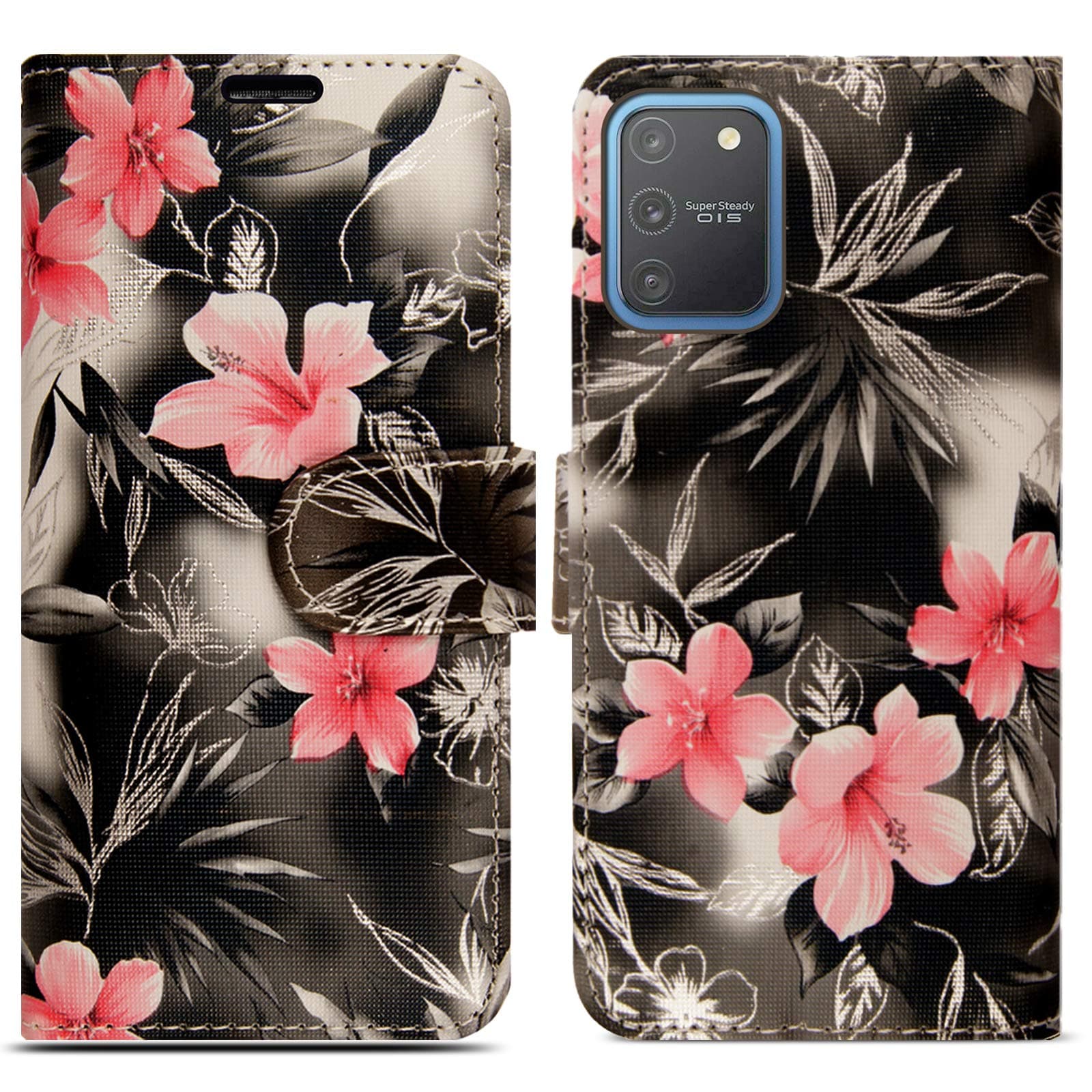 ProGadgetsLtd Book Case works with Samsung Galaxy S10 Lite in Floral Cover in Flower Design with Magnetic Closure, Stand Function and 3 Card Slots - Wallet Etui Pouch PU Leather Flip