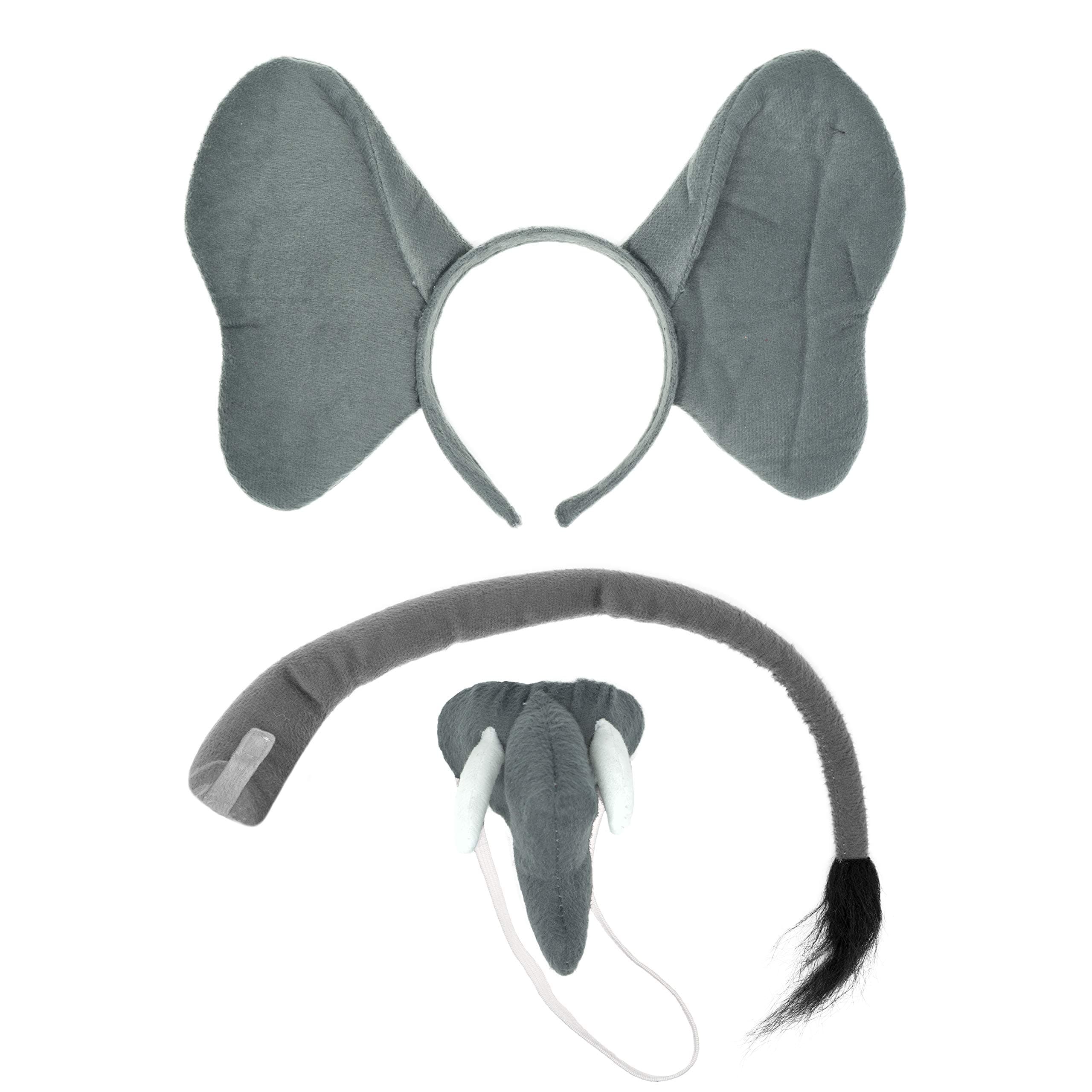 Squirrel Products Elephant Headband Ears, Tail, and Trunk Costume Accessory Set - Fits Adults and Kids