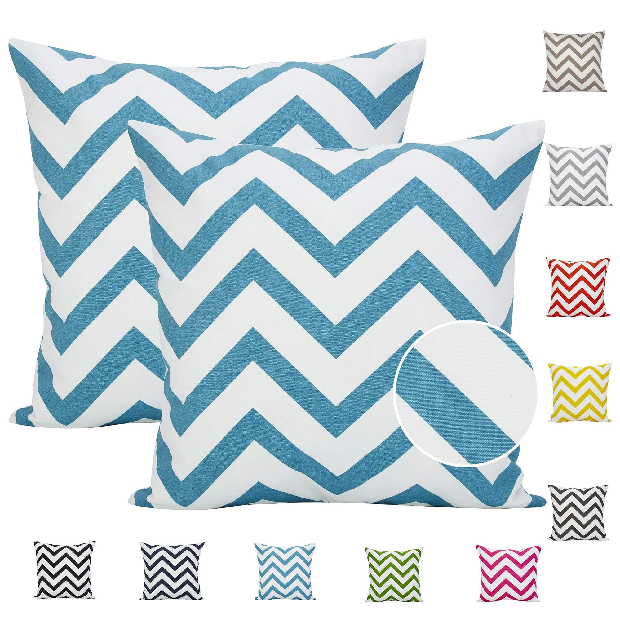 Comoco® 2pc-Pattern Decorative Geometric Thick Canvas Pillowcase Cushion Cover for Sofa Throw Pillow Case(50x50cm,Turquoise)