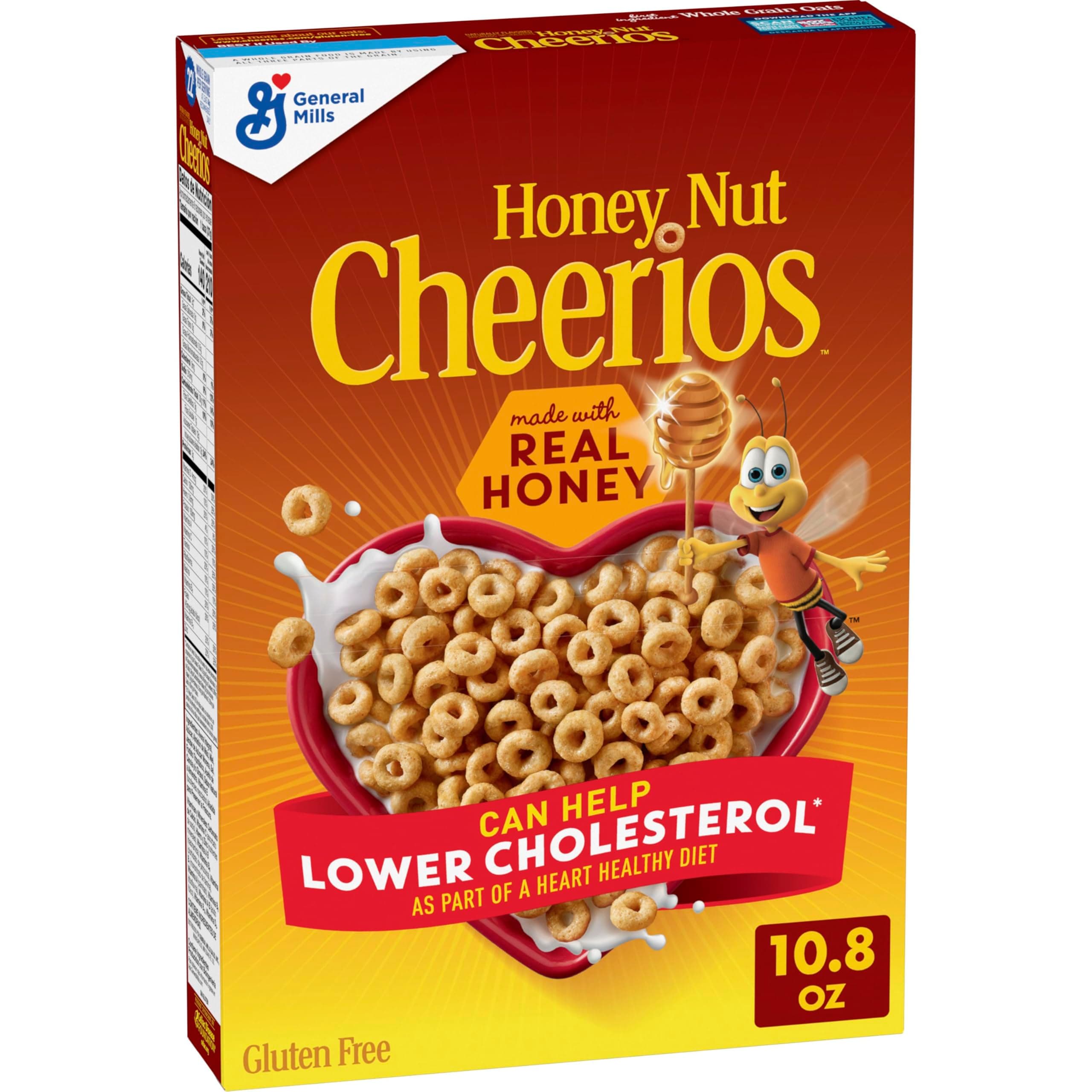 Honey Nut Cheerios Cereal, Limited Edition Heart Shapes, Affirmations Box, Heart Healthy, Gluten Free, 10.8 oz