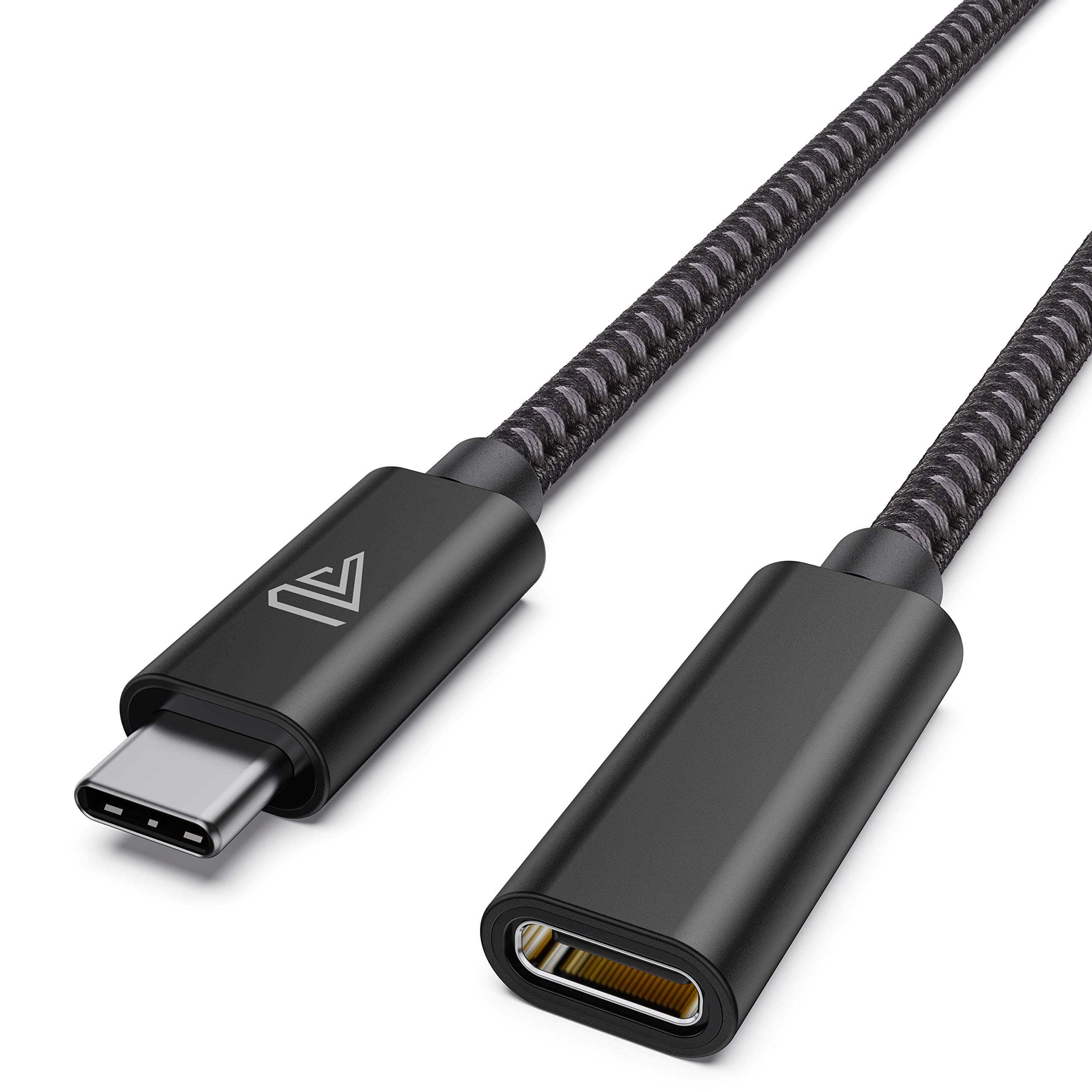 Faracent USB Type C 延長ケーブル (6フィート/1.8m) USB 3.1 (5gbps) オス-メス エクステンダー 編組データコード 2022 MacBook Air M2/ M1 Pro iPad Pro 2021 Surface Samsung Galaxy S21/S10/S9用 ブラック