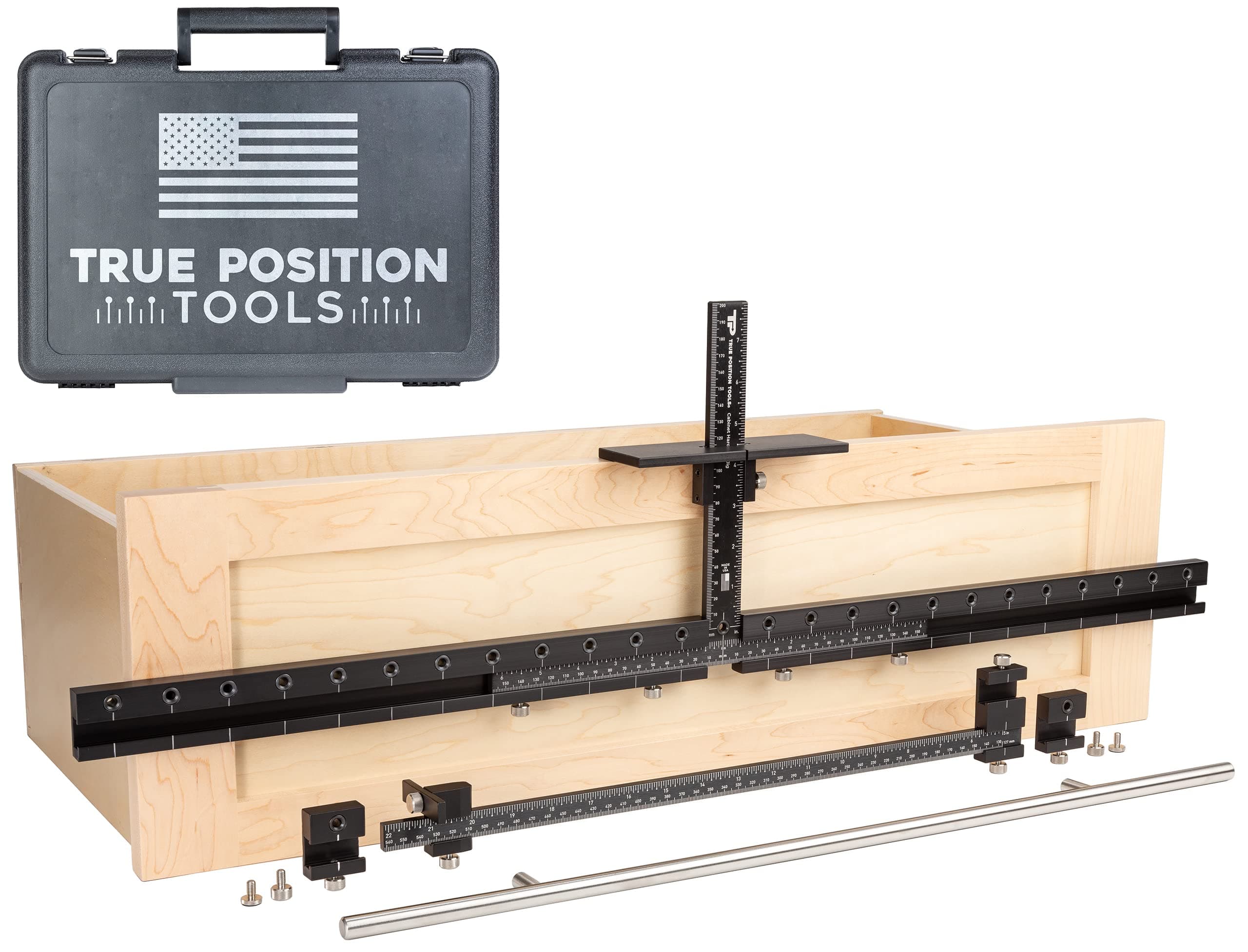 MAX Cabinet Hardware Jig - Install Long Pulls and Shelf Pin Holes - Made in USA - Hand Calibrated by True Position Tools