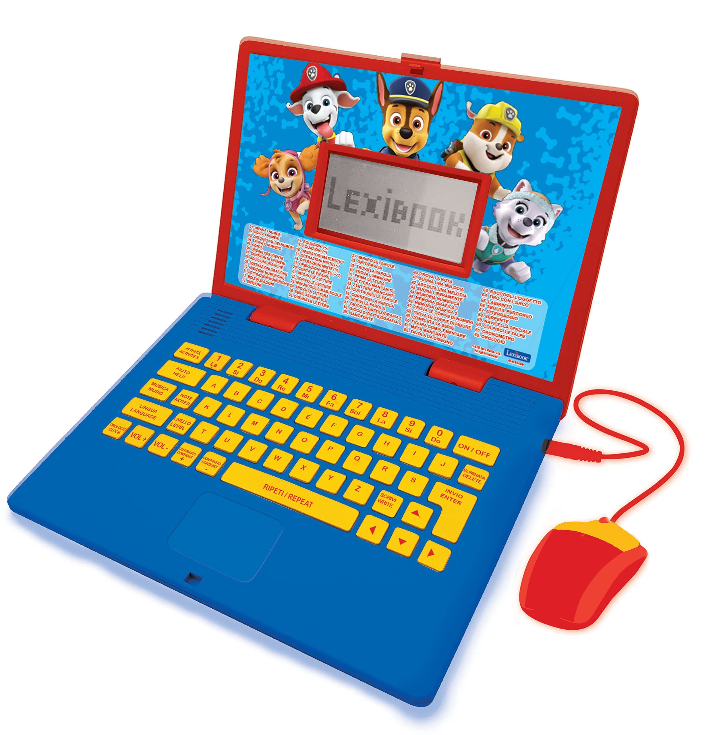 – Lexibook Paw Patrol - Educational and Bilingual Laptop Italian/English - Toy for Child Kid (Boys & Girls) 124 Activities, Learn Play Games and Music with Chase Marshall - Red/Blue JC598PAi5