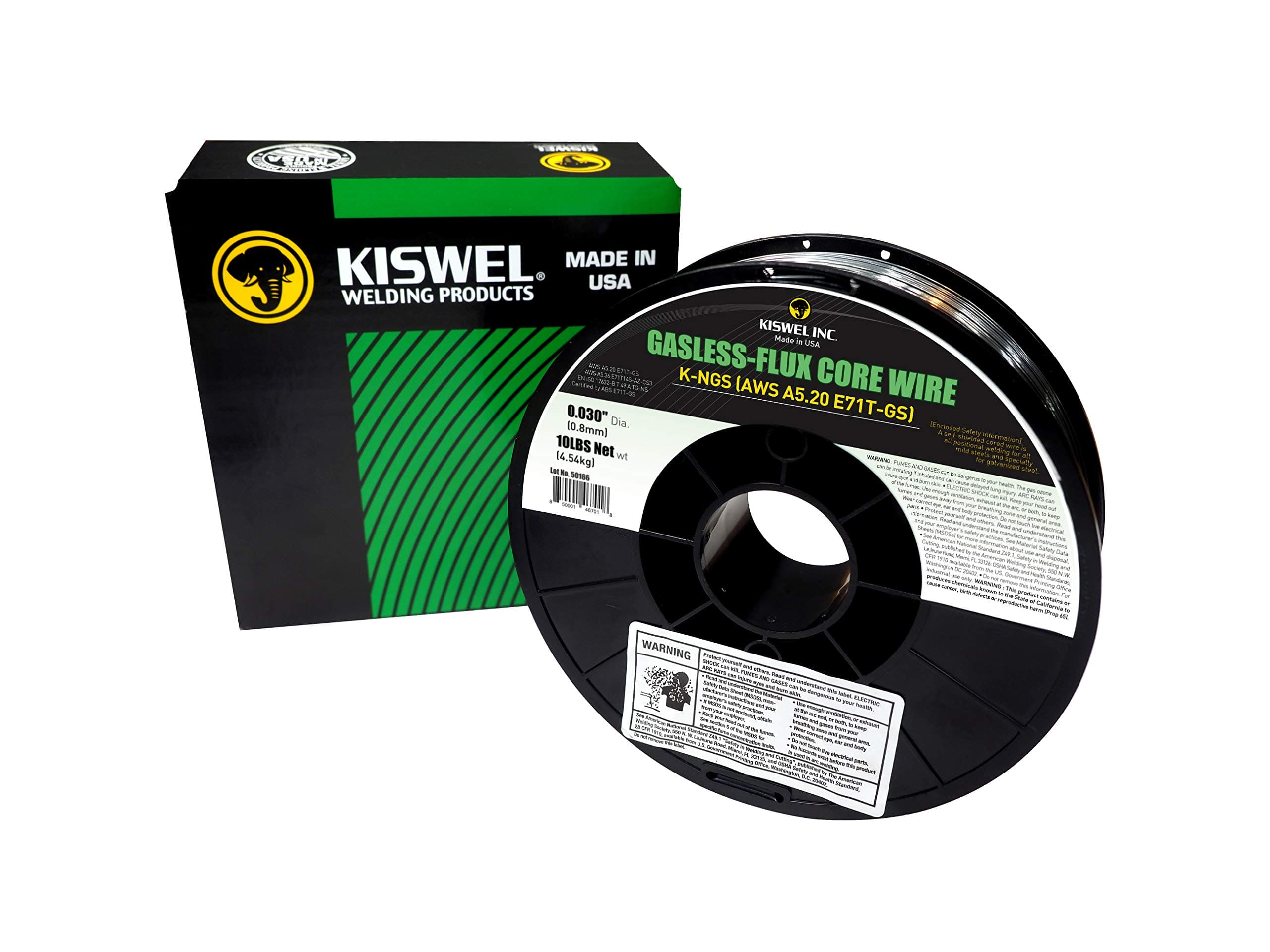 (Made in USA) Kiswel USA K-NGS E-71TGS 0.030in. Dia 10lb. Gasless-Flux Core Wire Welding Wire