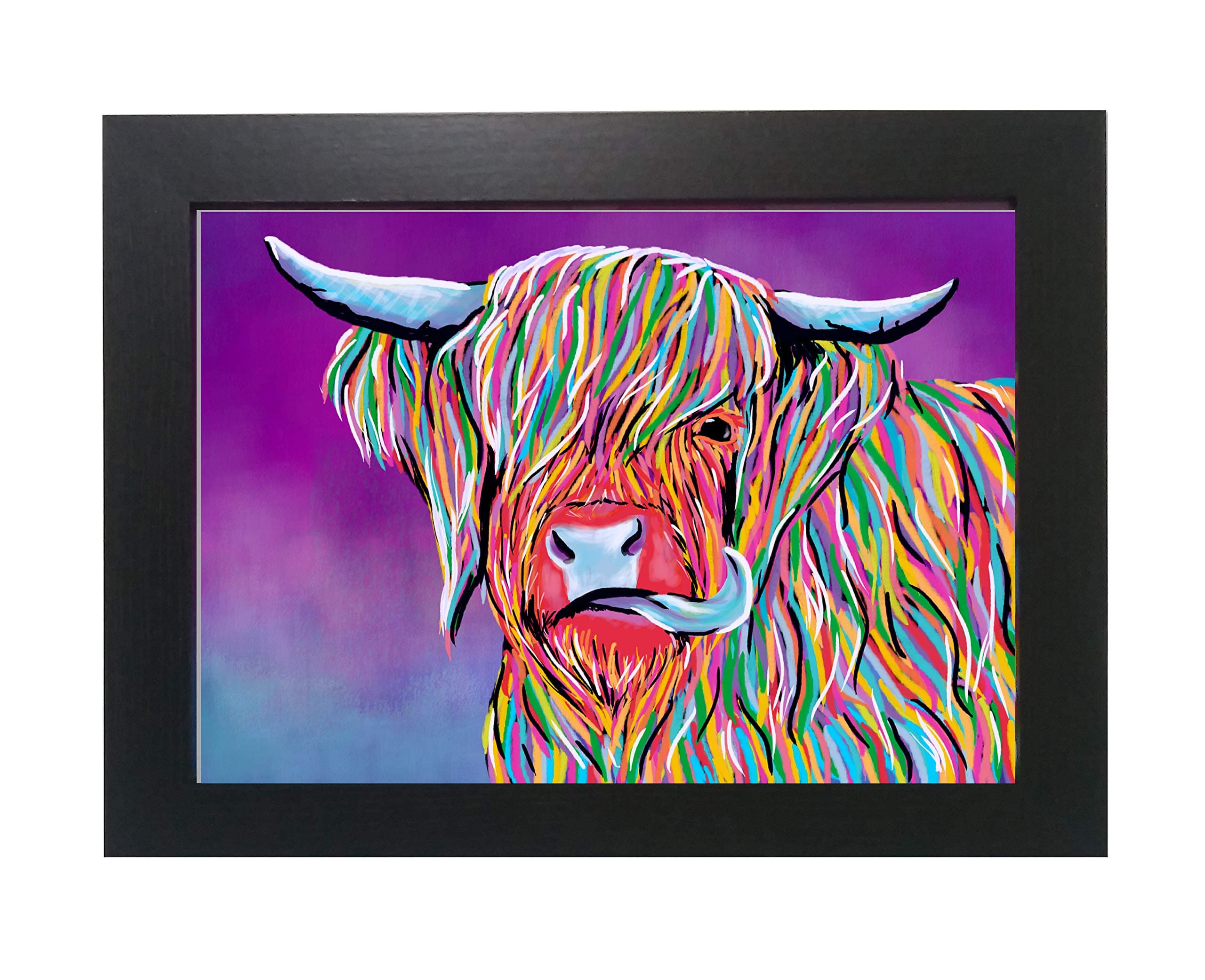 Highland Cow watercolour style A4 framed print