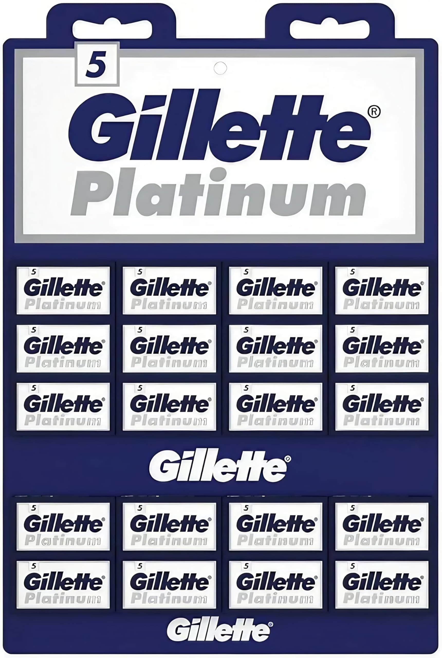 7 Oclock 100 Gillette Platinum Blue Double Edge Safety Razor Blades, 20 X 5