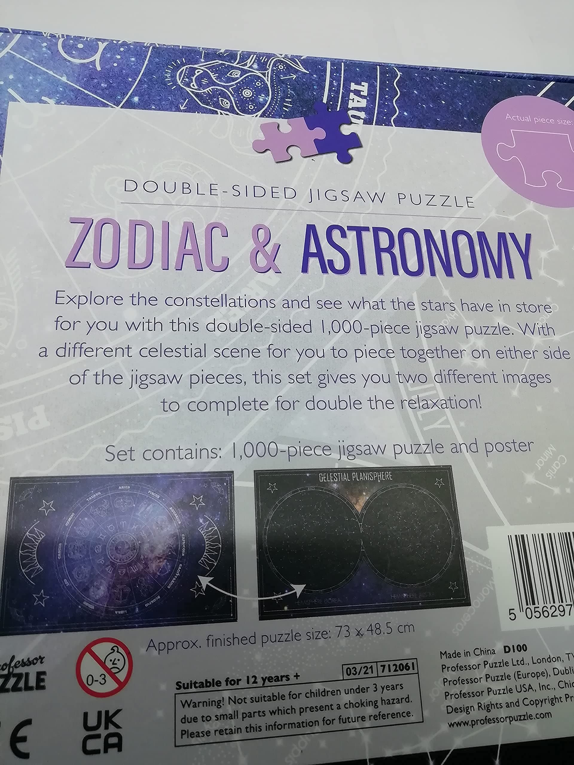 ZODIAC & ASTRONOMY DOUBLE SIDED JIGSAW PUZZLE 1000 PIECES DIFFICULT BUT NOT IMPOSSIBLE
