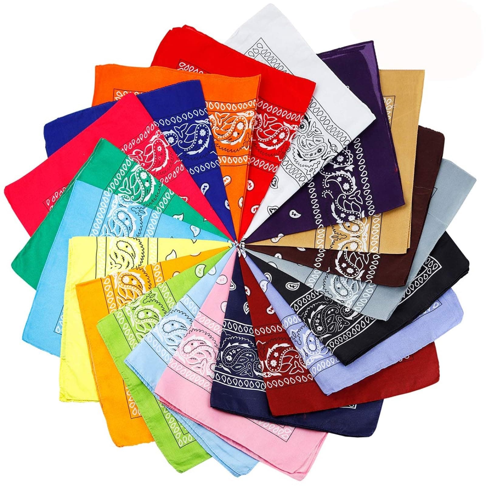 20 Pcs Assorted Bandanas Paisley Cowboy Polyester Headbands 22x22 inch