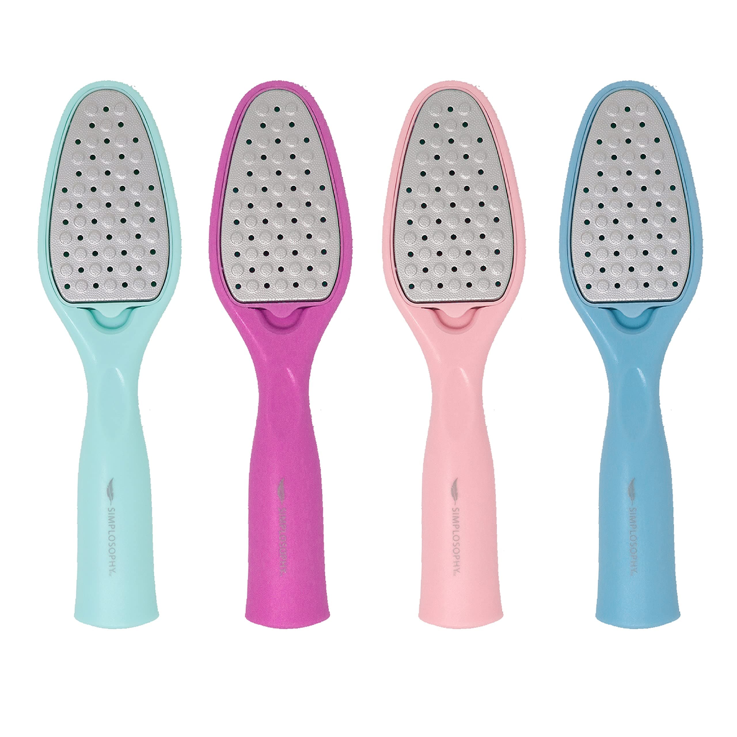 Simplosophy: Duo Sided Foot File and Callus remover, Best Foot Care Pedicure Tool to Remove Hard Skin, For Wet and Dry Feet (4 Pack)