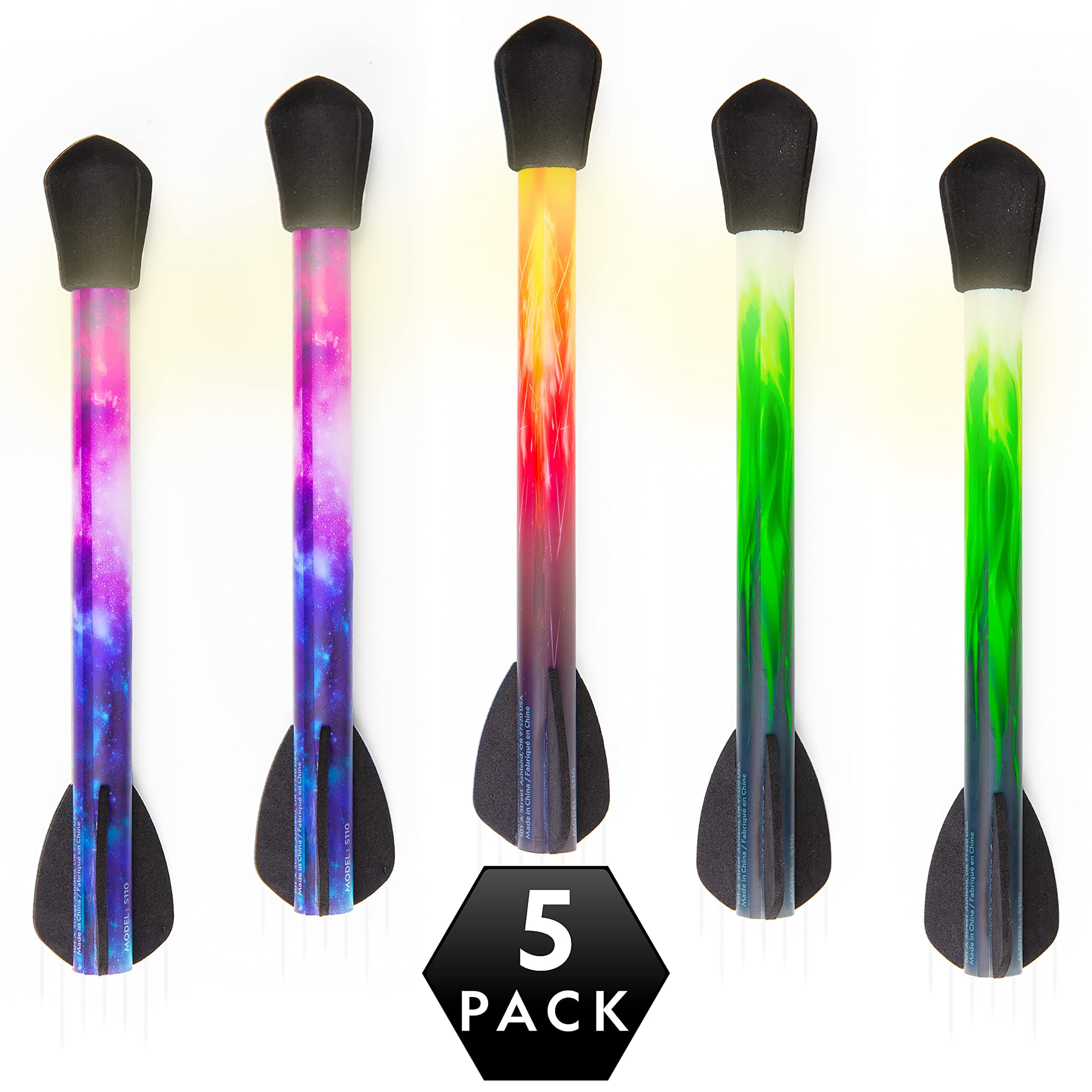 National Geographic Air Rocket Toy Refill - 5 LED Light-Up Air Rockets, Compatible with All Jump & Launch Air Powered Rocket Launchers