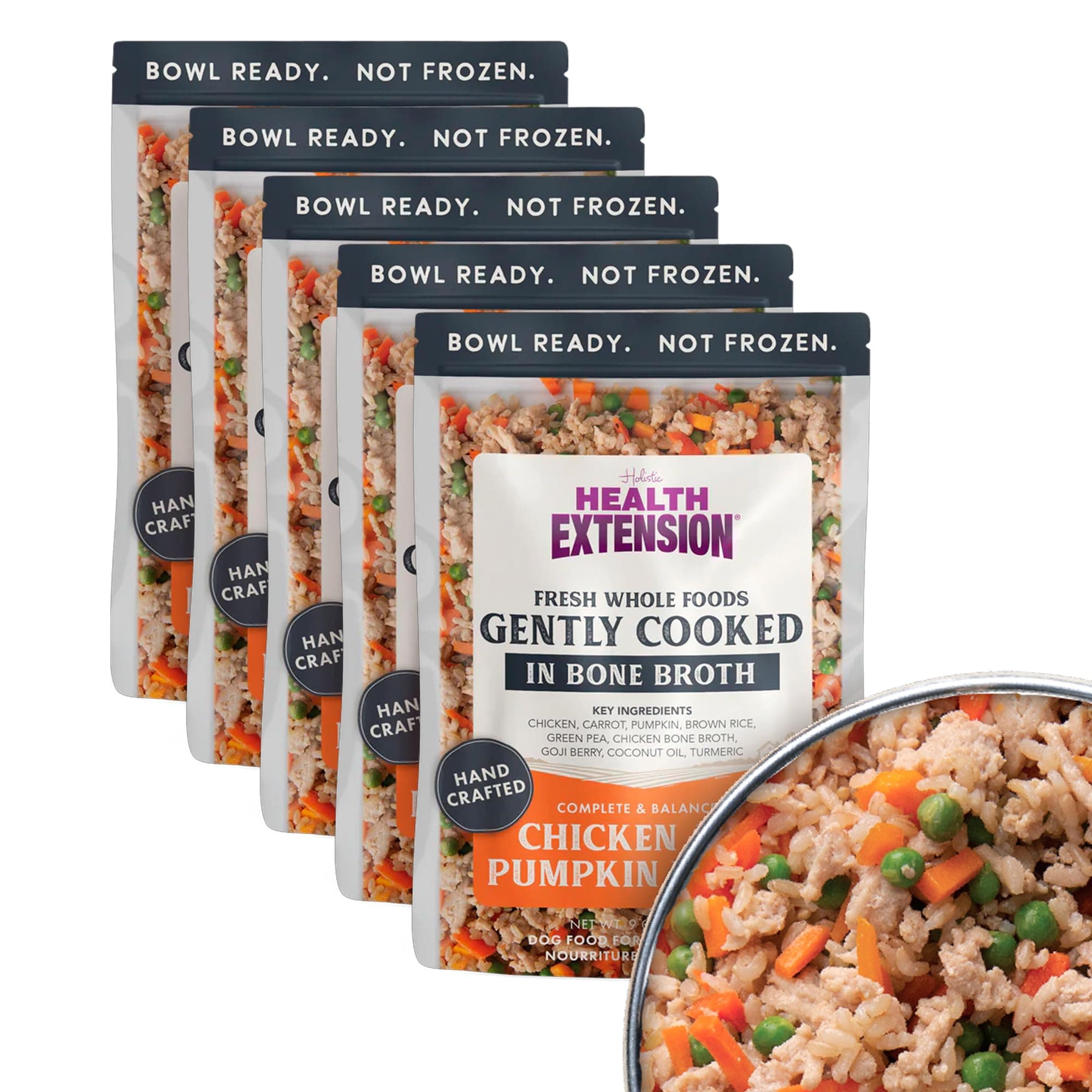 Health Extension Gently Cooked Chicken & Pumpkin Dog Food, Human-Grade & Shelf-Stable with Superfoods, Supports Digestion, Immunity, Skin & Coat, 9 oz Pouch (Pack of 5)
