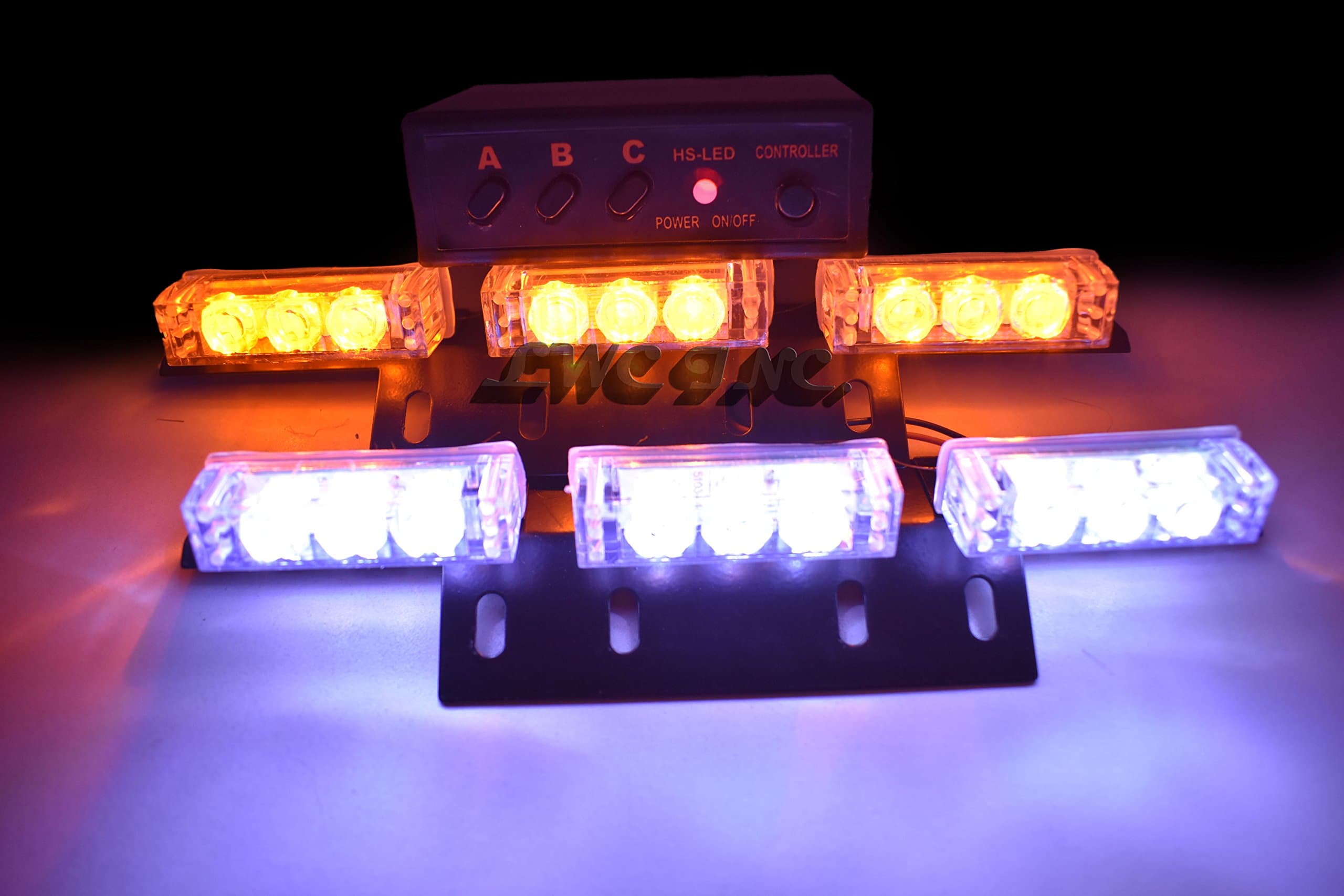 18 x Ultra Bright LED Emergency Warning Use Flashing Strobe Lights Bar For Windshield Dash Grille (18 Led, Amber and White)