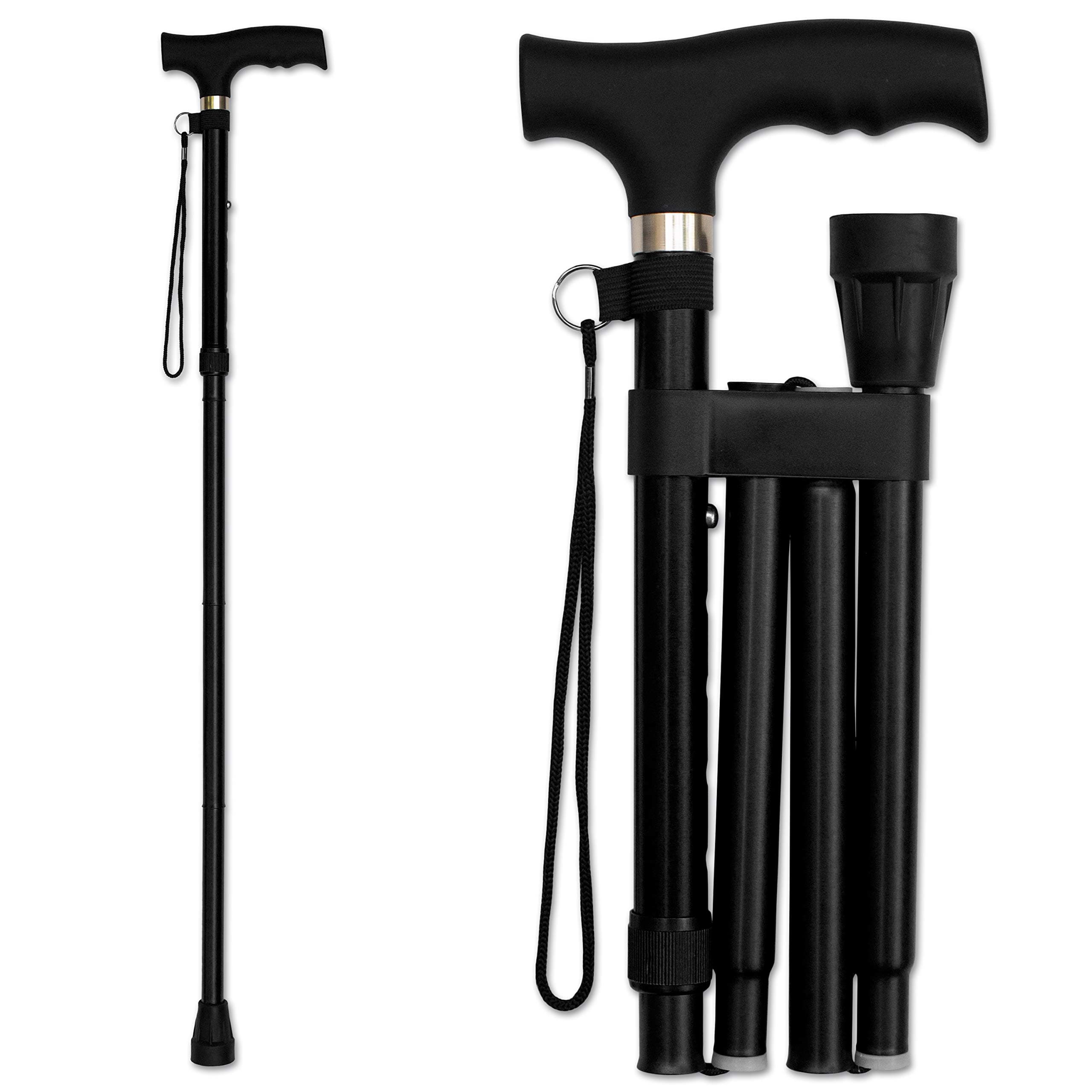 RMS Folding Cane - Foldable Walking Cane with Adjustable Height - Collapsible and Lightweight - Soft Ergonomic Handle for Comfortable Grip - Portable Walking Stick for Mobility Aid