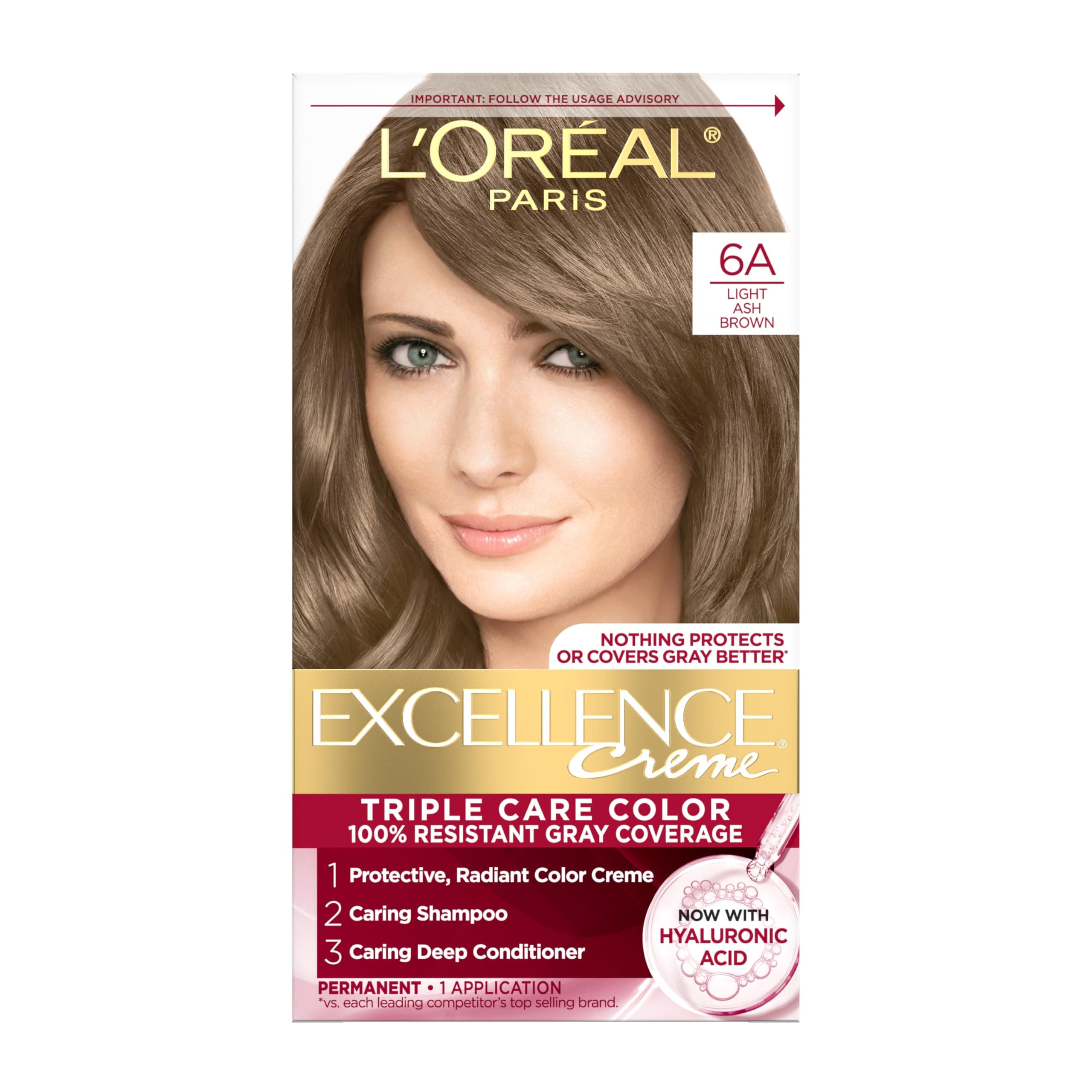 L'Oreal Paris Excellence Creme Hair Color, 6A Light Ash Brown