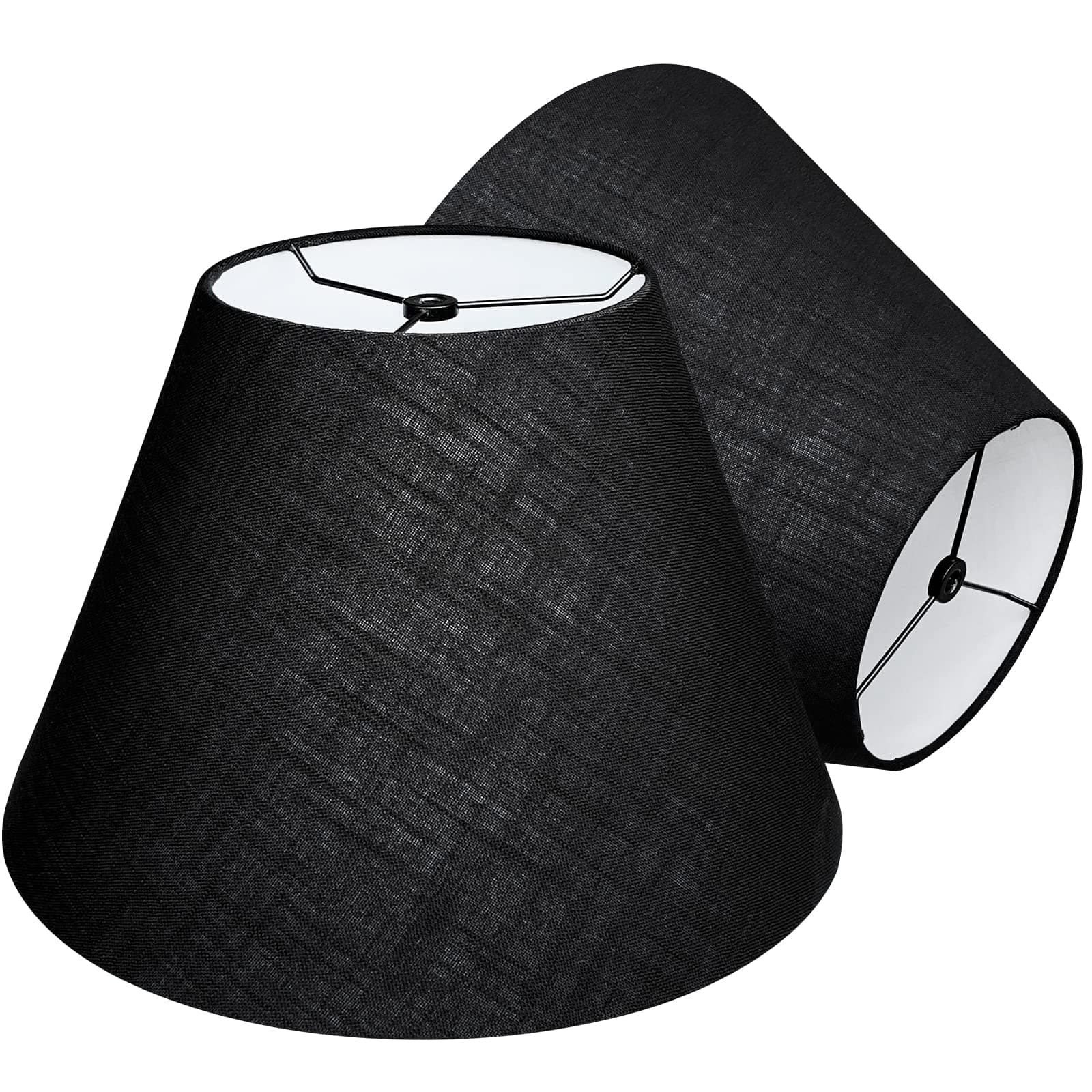 TOOTOO STAR Double 7x14x9" Fabric Natural Linen Cone Barrel Hand Craft Medium Lamp Shade Set of 2, Lampshade for Floor Table Lamp,Spider for Lamp has Harp (Black)