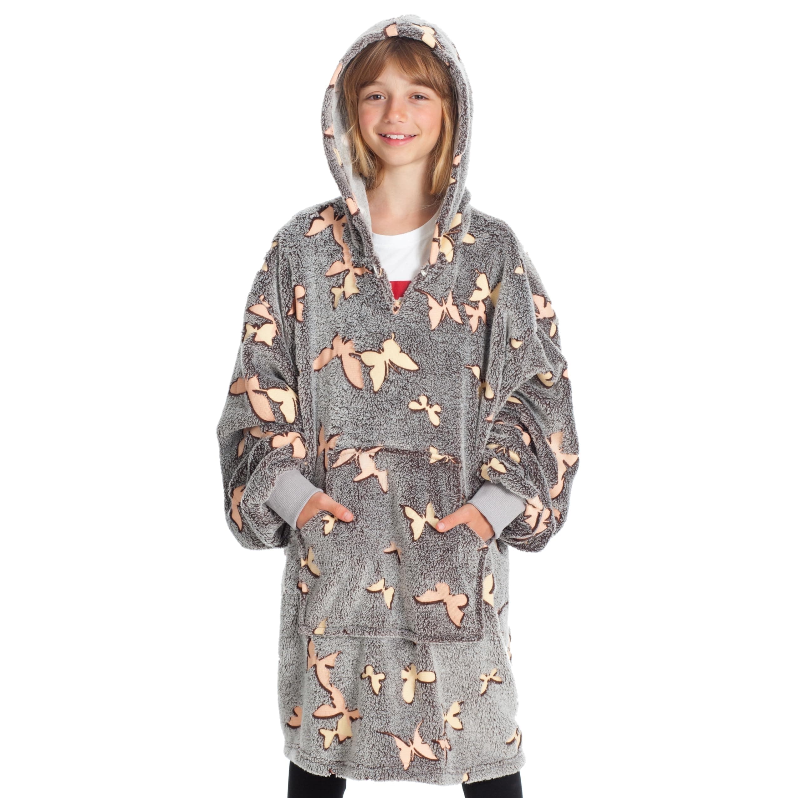 Hoodie Decke mit rmeln Deckenpullover | Tragbare Decke zum Anziehen, Geschenke fr Frauen Damen, Warm Kuschelpullover Erwachsene weich rmeldecke 90x95 cm