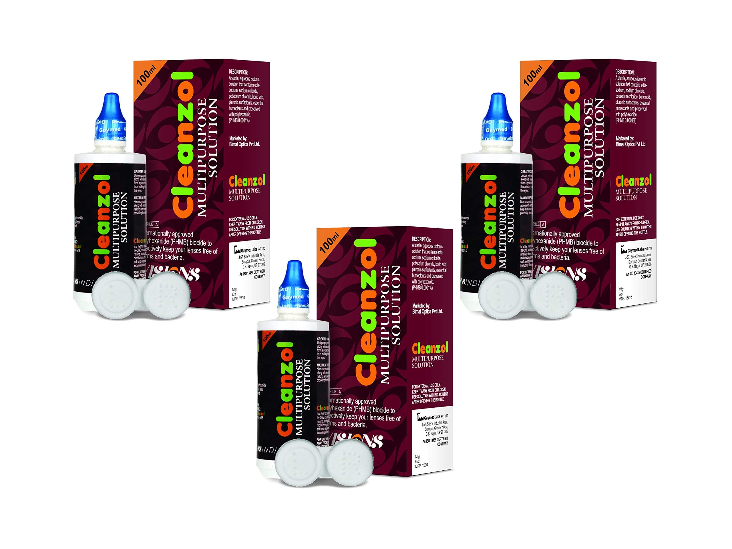 CleanZol 6 Way Action Contact Lens Cleaning Multipurpose Solution 300 ML. With Free 5 Lens Case Indiside