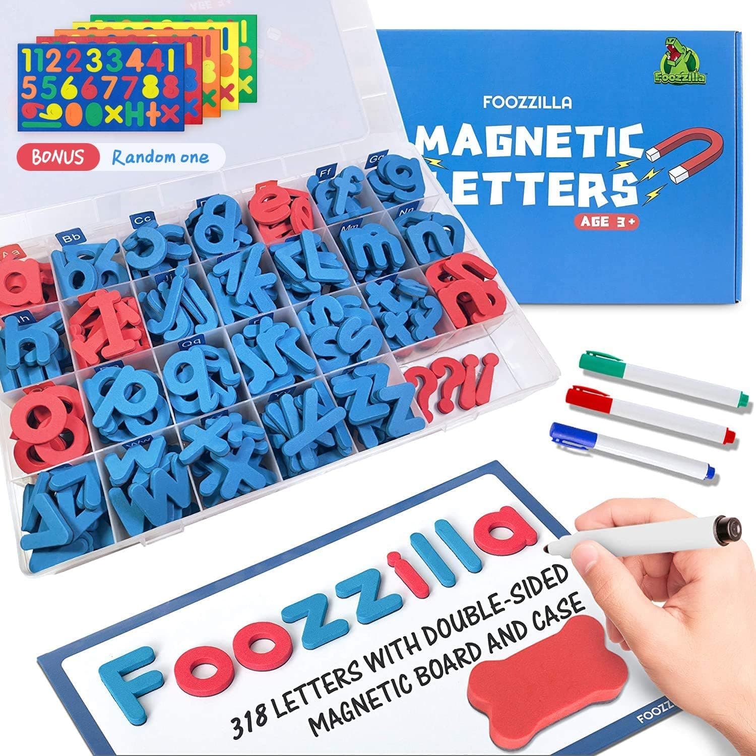 Magnetic Letters Classroom Kit with 210 Pcs and Double-Sided Magnetic Board - ABC Learning and Spelling Foam Alphabet Magnet Letter Set for Kids, Teacher and School