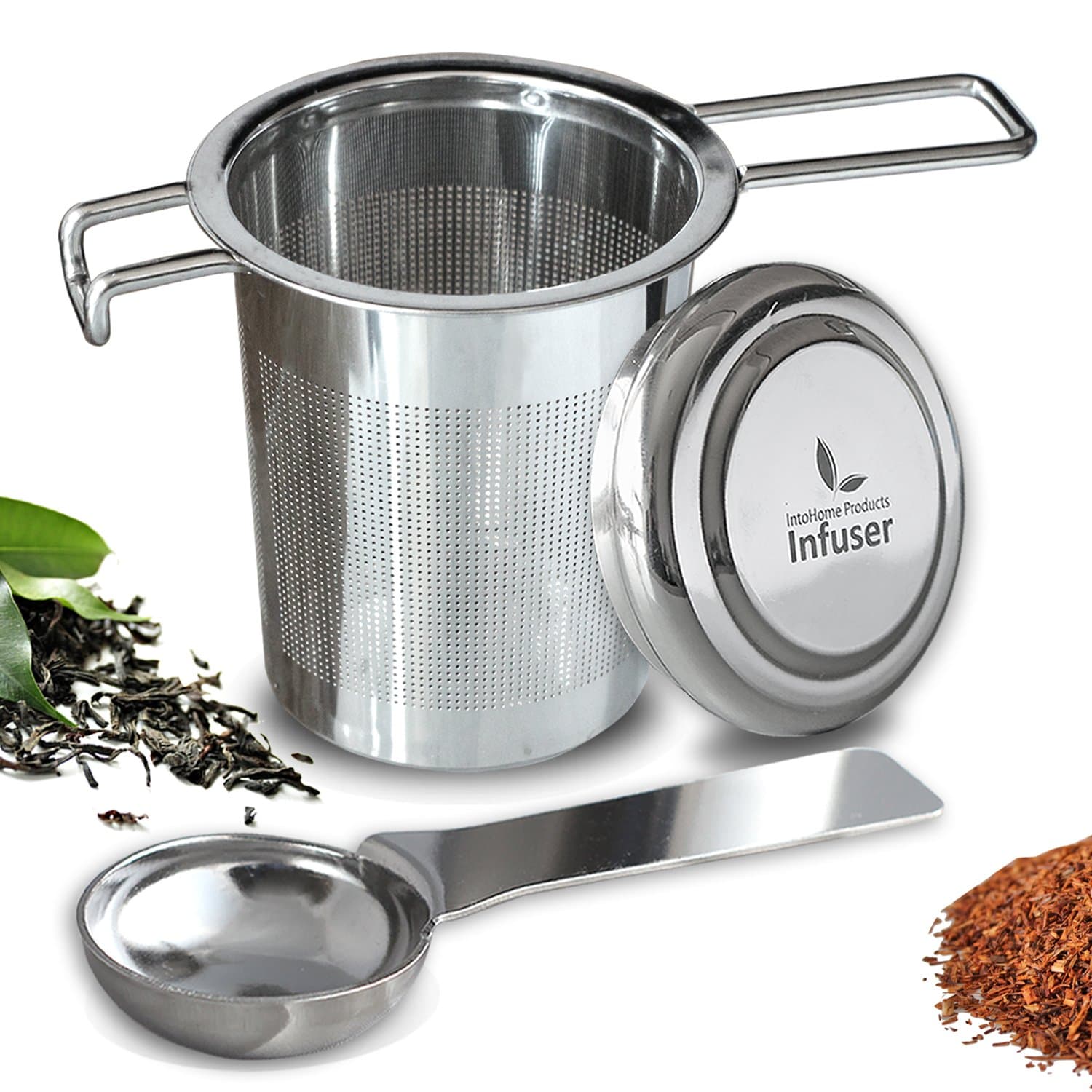 Tea Infuser - Stainless Steel + Tea Scoop Spoon – Easy to Use - Brew in Standard to Large Mugs, Extra Fine Mesh Strainer to Filter Loose Leaf Tea – Long Cool Touch Handle