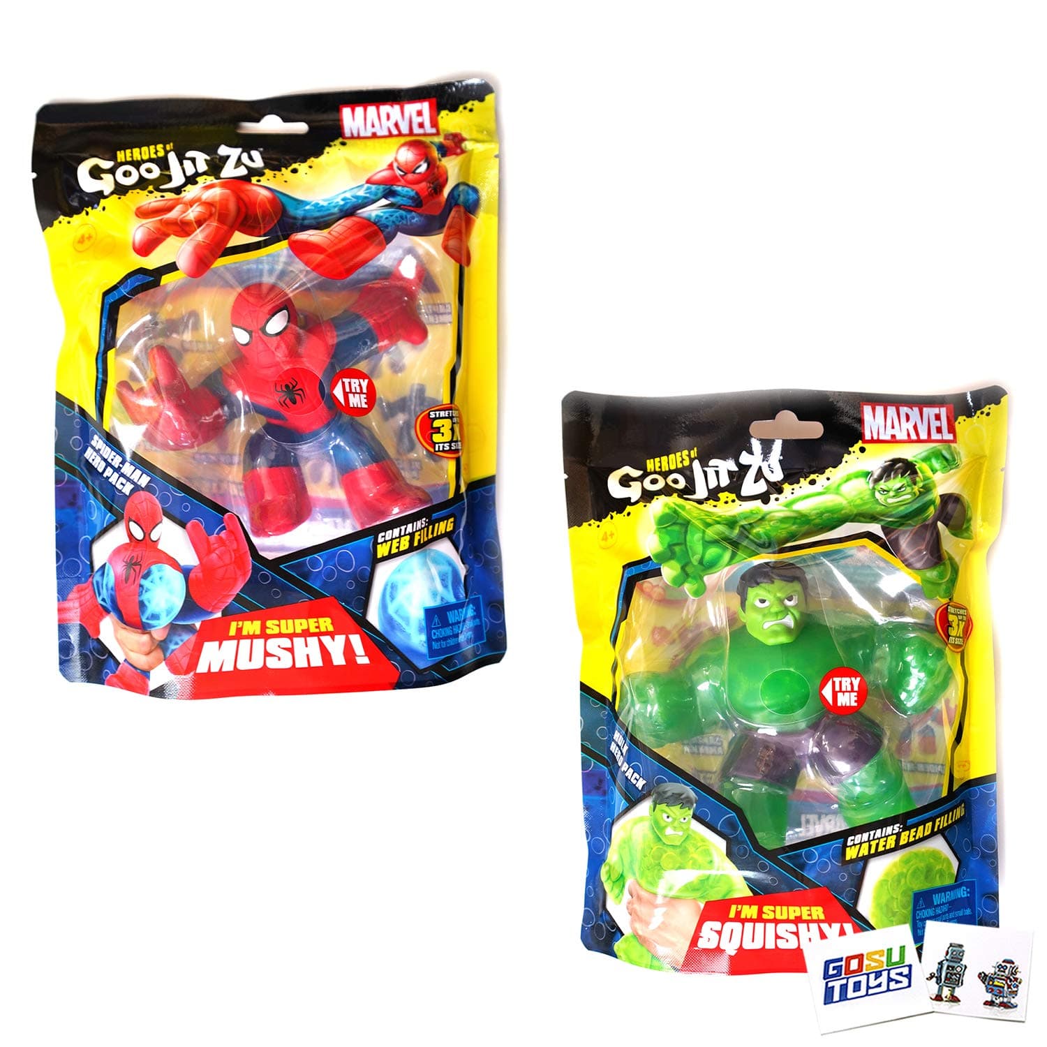 Marvel Heroes of Goo JIT Zu (2 Pack) Hulk, and 2 GosuToys Stickers