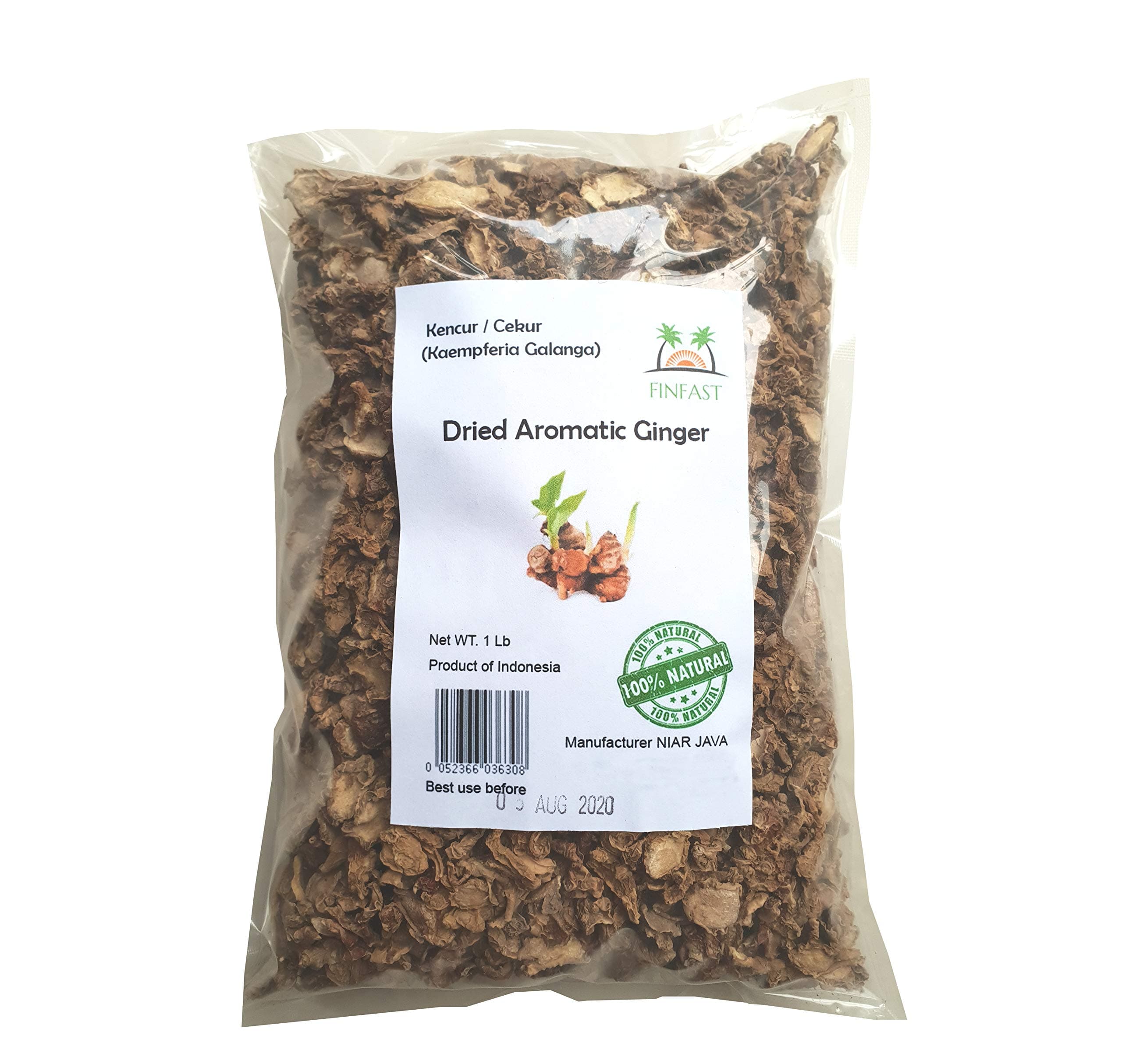 Dried Sliced Aromatic Ginger/Kencur (Kaempferia Galanga) (1 lb)