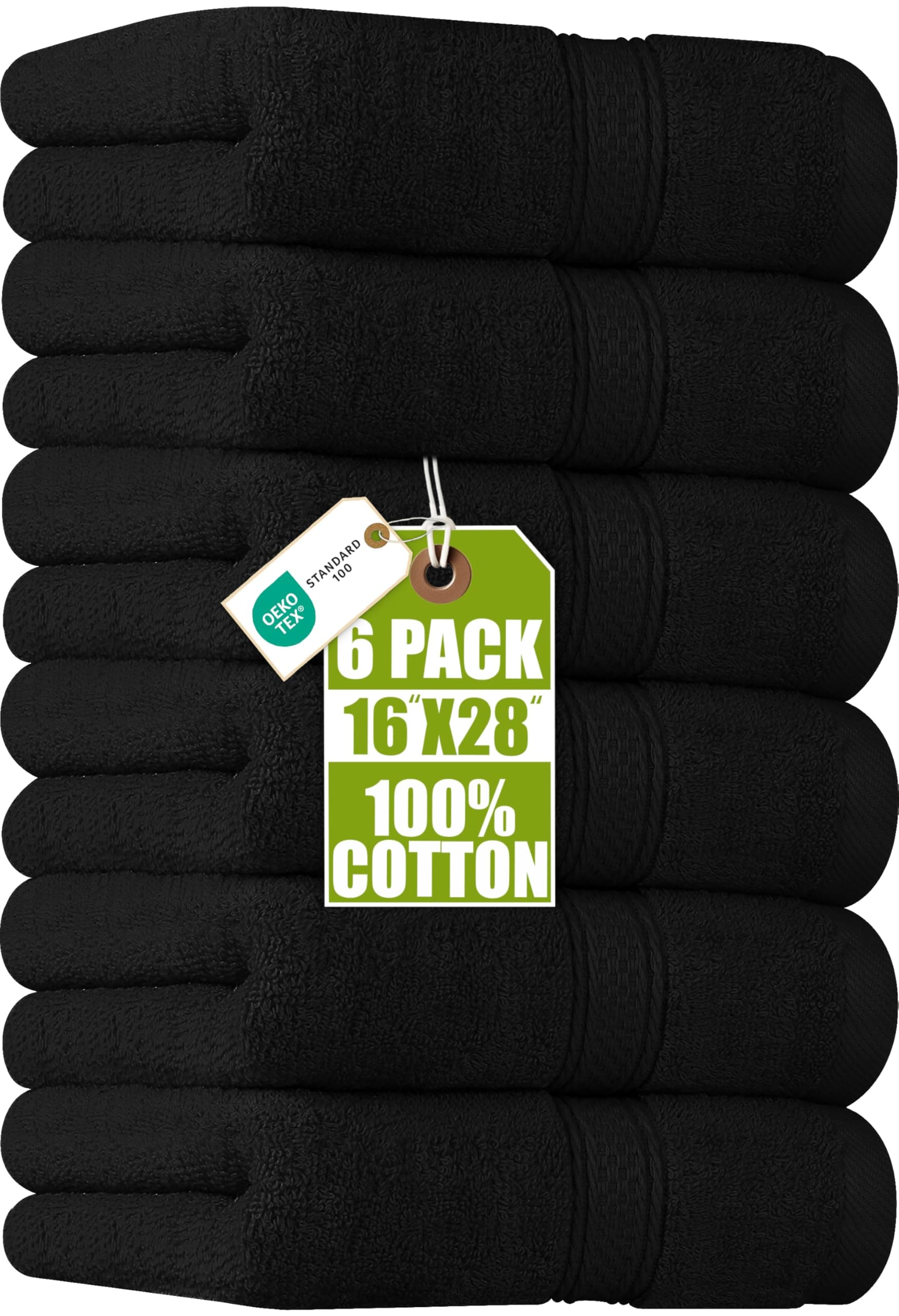 Utopia Towels - Premium Hand Towels - Ultra Soft and Highly Absorbent, Extra Large Thick - 41 x 71 cm, Hotel & Spa Quality Towels (6-Pack) (Black)